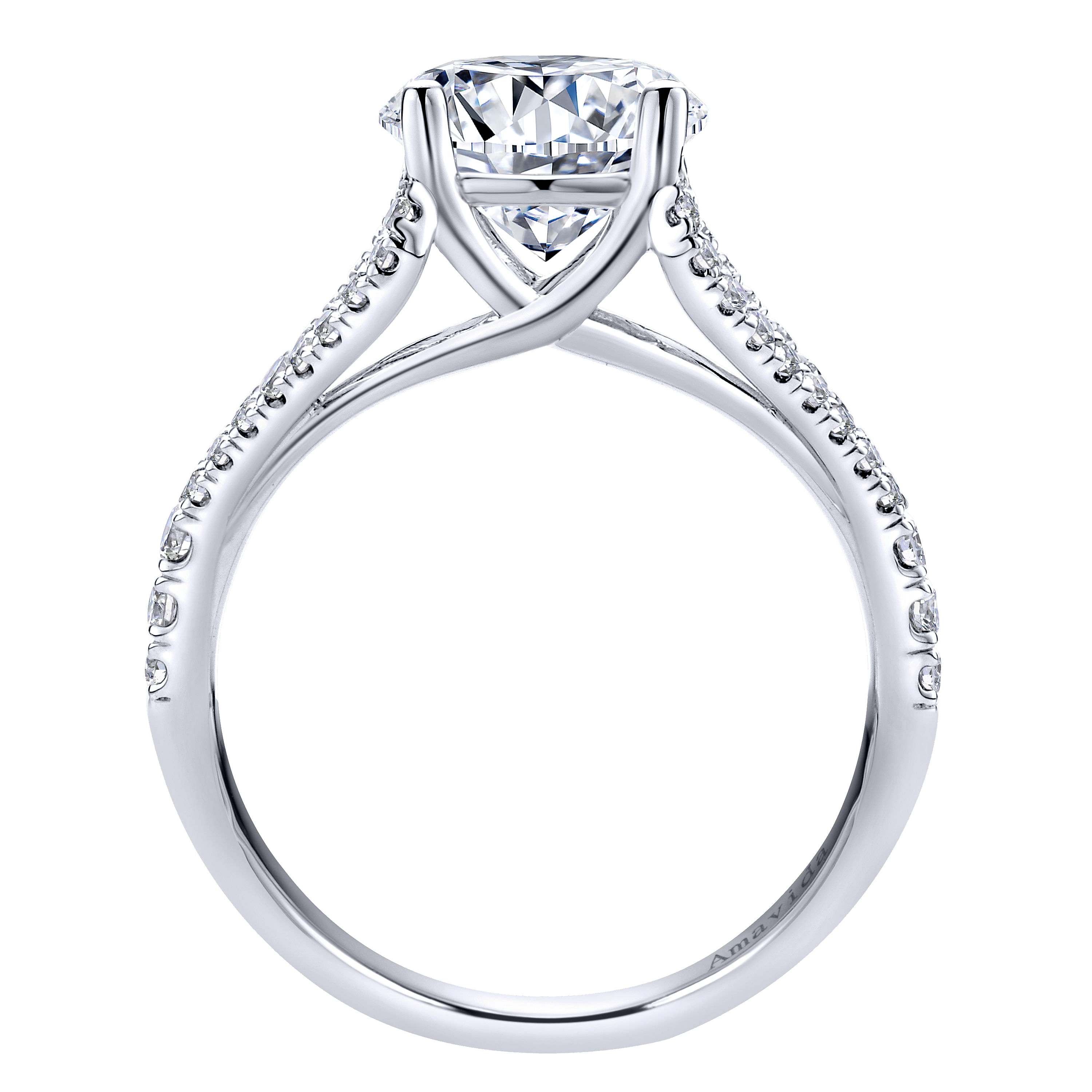 18k White Gold Diamond Split Shank Engagement Ring angle 2 18k White Gold Diamond Split Shank Engagement Ring angle 2