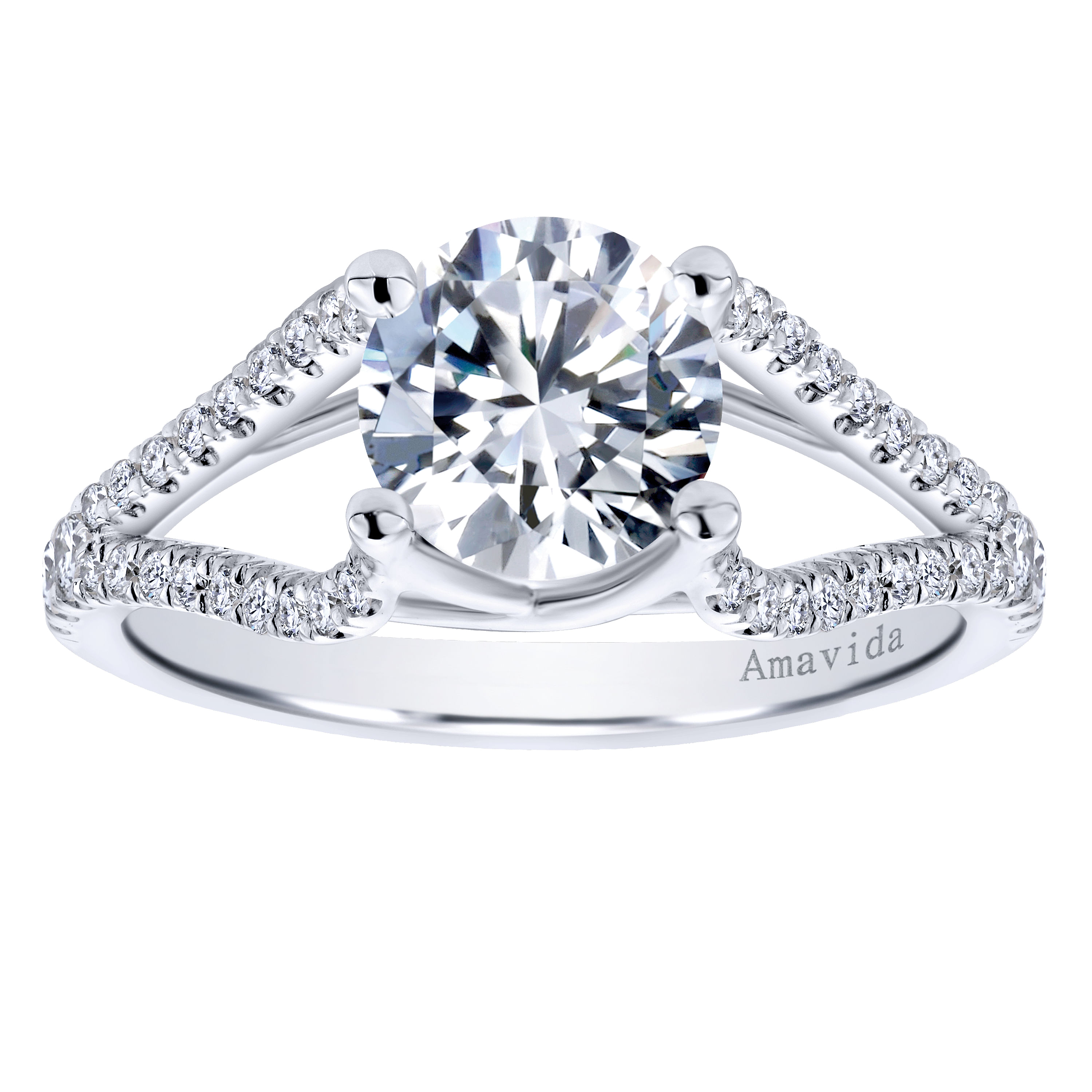18k White Gold Diamond Split Shank Engagement Ring angle 5 18k White Gold Diamond Split Shank Engagement Ring angle 5