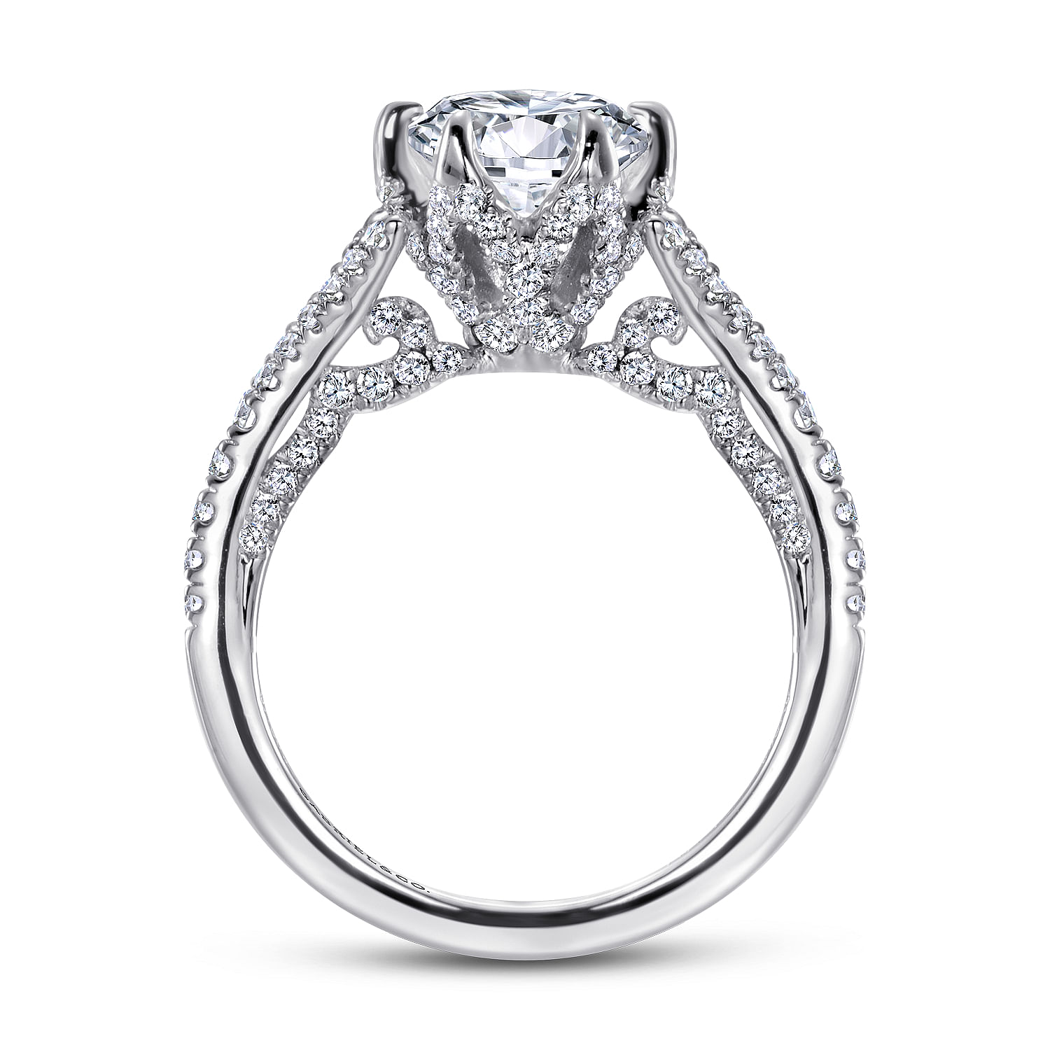 18k White Gold Diamond Split Shank Engagement Ring angle 2 18k White Gold Diamond Split Shank Engagement Ring angle 2