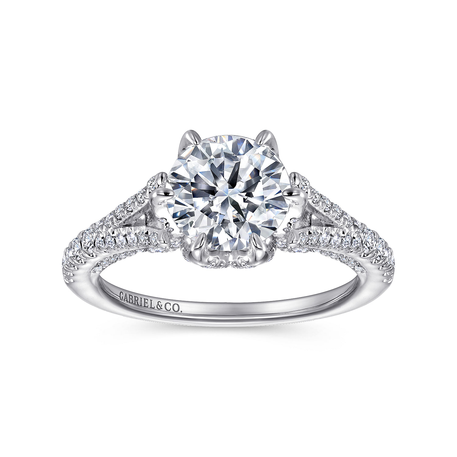18k White Gold Diamond Split Shank Engagement Ring angle 5 18k White Gold Diamond Split Shank Engagement Ring angle 5