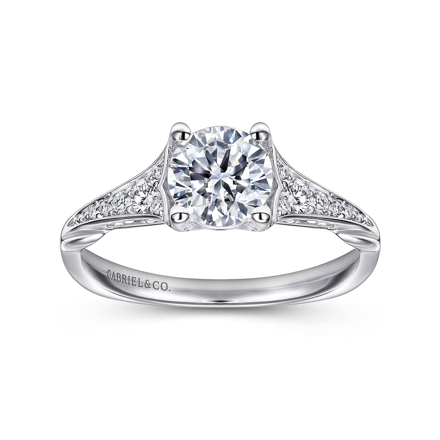 18k White Gold Diamond Split Shank Engagement Ring angle 5 18k White Gold Diamond Split Shank Engagement Ring angle 5