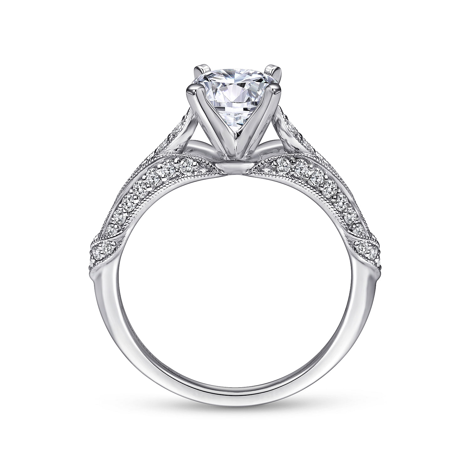 18k White Gold Diamond Split Shank Engagement Ring angle 2 18k White Gold Diamond Split Shank Engagement Ring angle 2