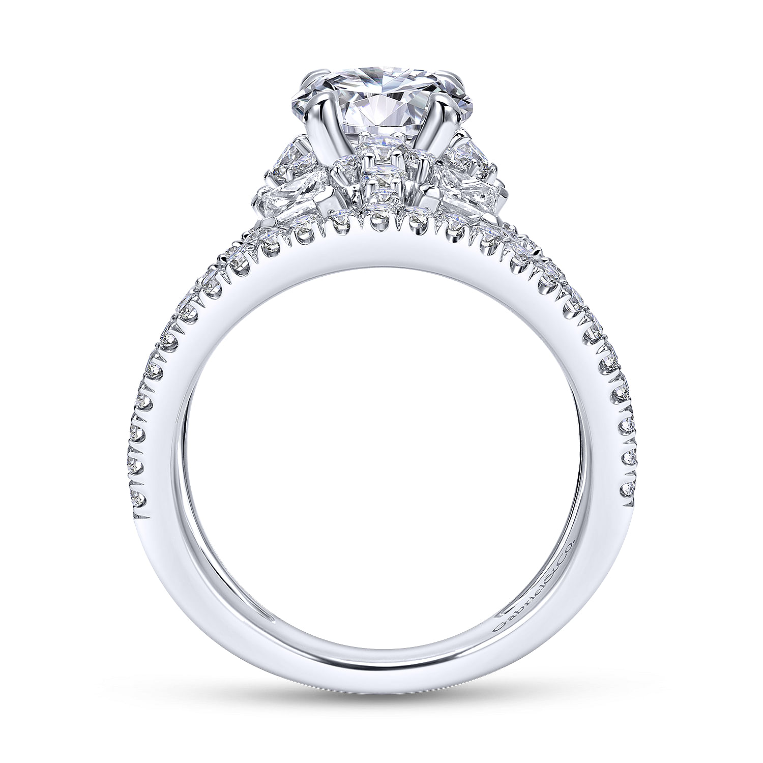 18k White Gold Diamond Split Shank Engagement Ring angle 2 18k White Gold Diamond Split Shank Engagement Ring angle 2