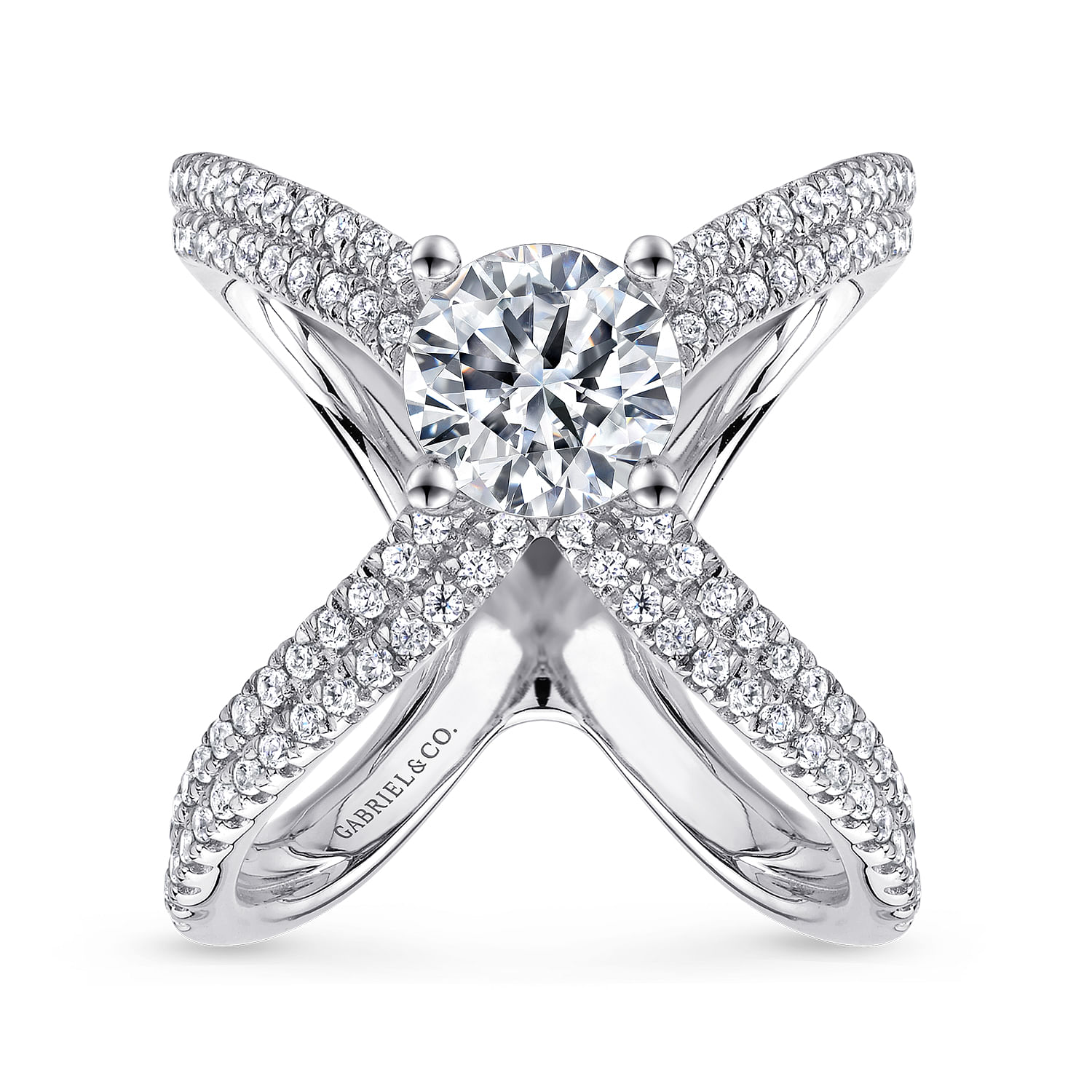 18k White Gold Diamond Split Shank Engagement Ring angle 5 18k White Gold Diamond Split Shank Engagement Ring angle 5