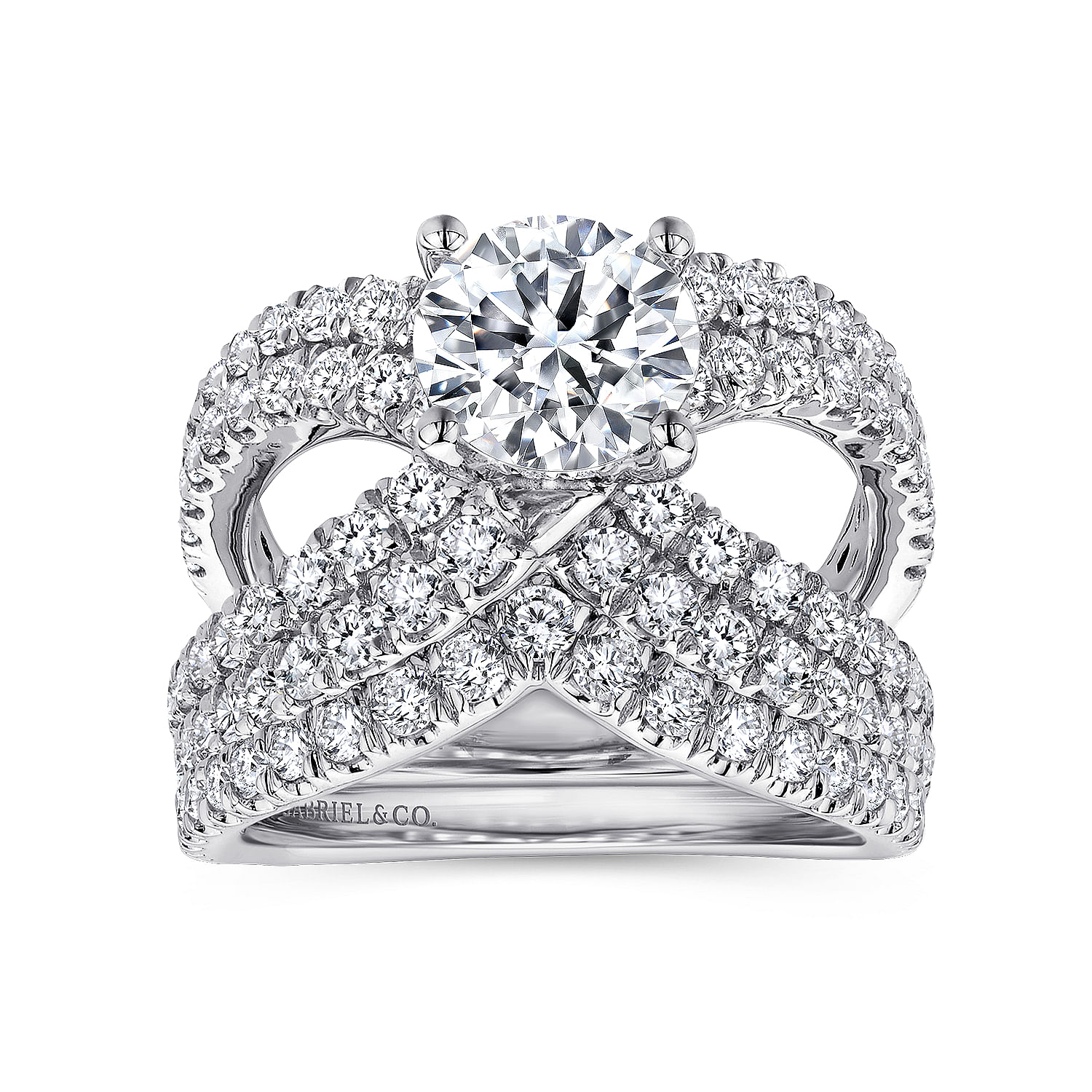 18k White Gold Diamond Split Shank Engagement Ring angle 4 18k White Gold Diamond Split Shank Engagement Ring angle 4