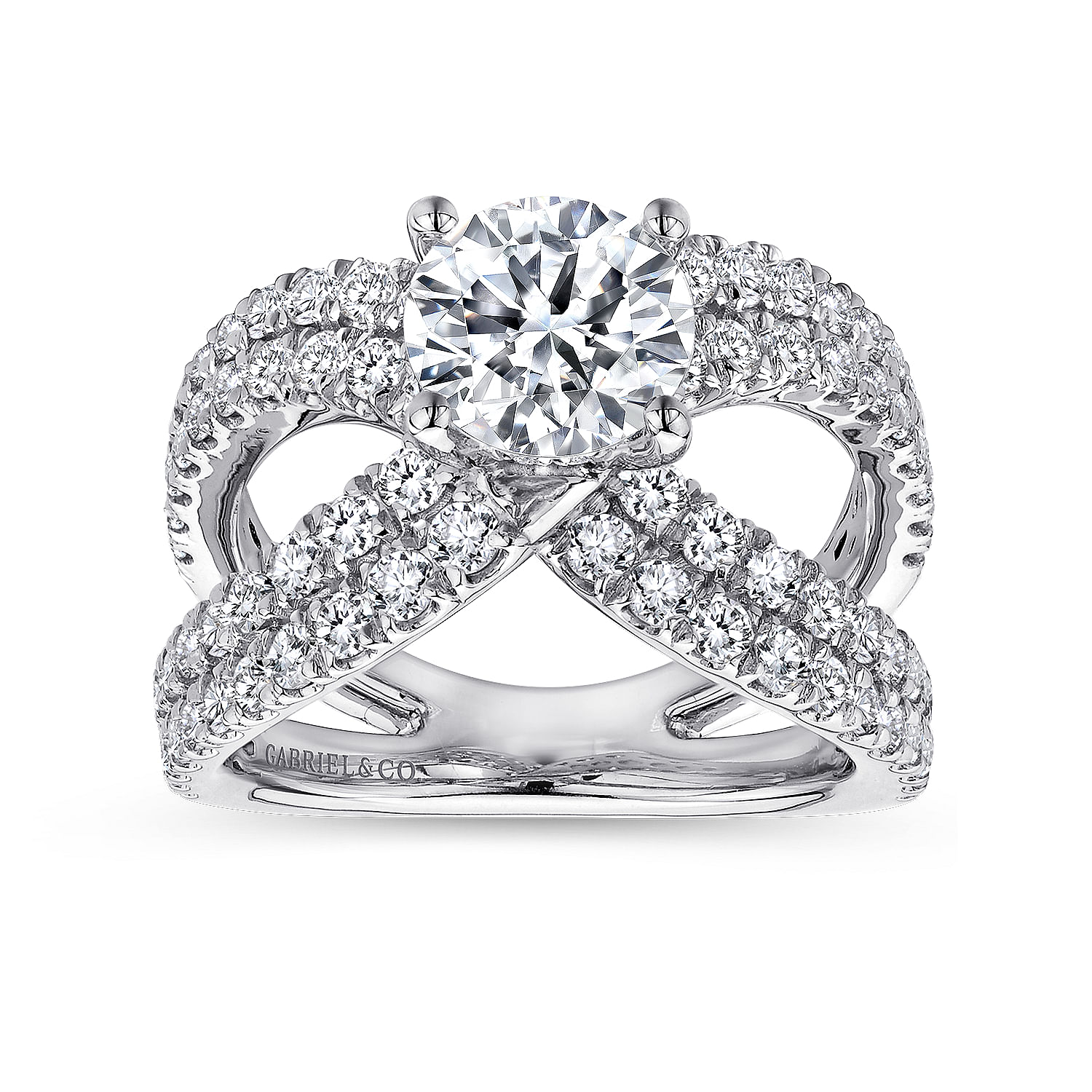 18k White Gold Diamond Split Shank Engagement Ring angle 5 18k White Gold Diamond Split Shank Engagement Ring angle 5