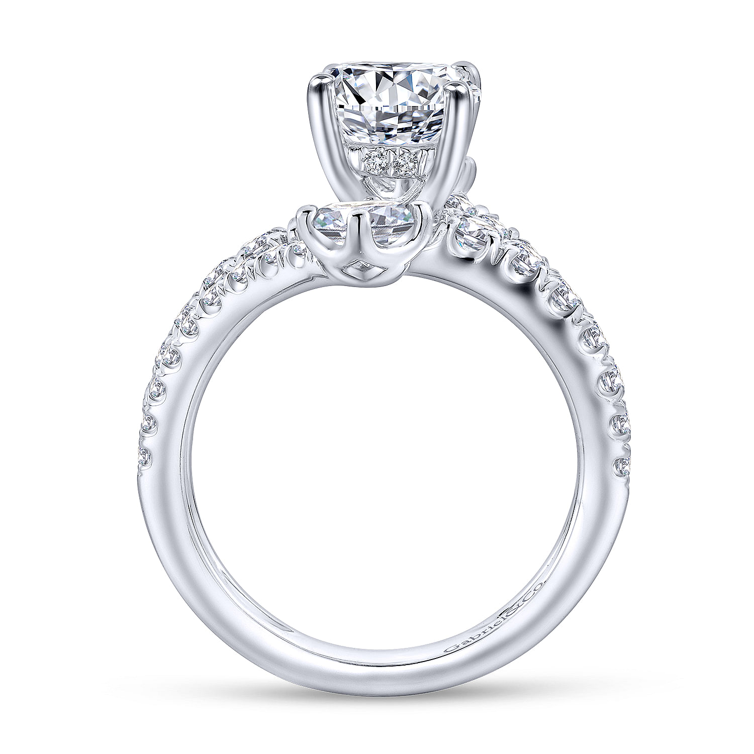 18k White Gold Diamond Split Shank Engagement Ring angle 2 18k White Gold Diamond Split Shank Engagement Ring angle 2
