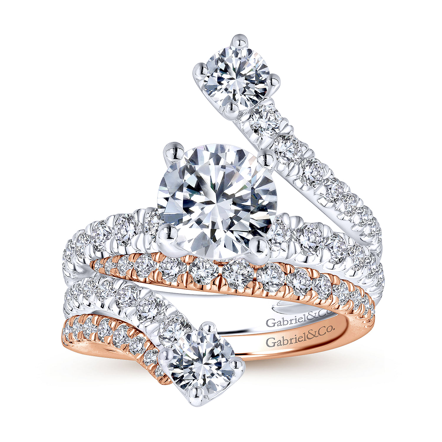 18k White Gold Diamond Split Shank Engagement Ring angle 4 18k White Gold Diamond Split Shank Engagement Ring angle 4