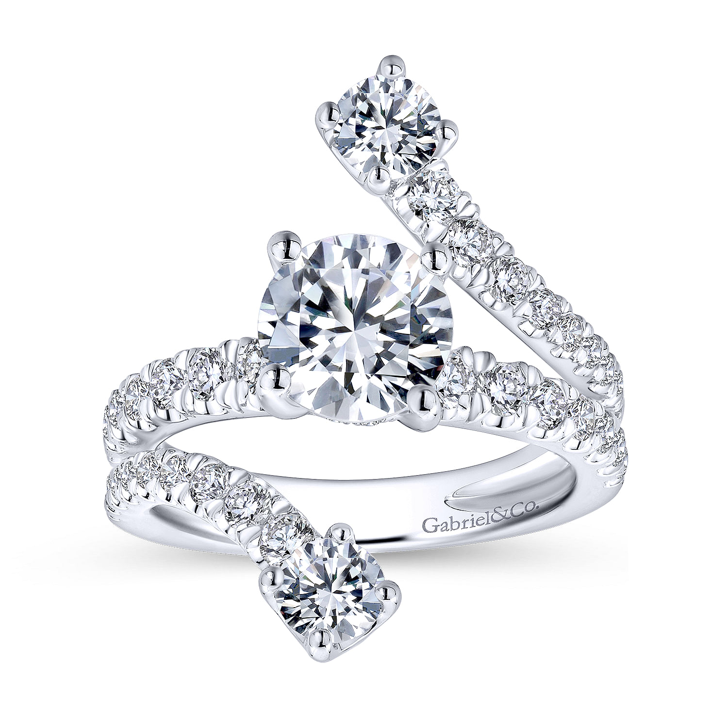18k White Gold Diamond Split Shank Engagement Ring angle 5 18k White Gold Diamond Split Shank Engagement Ring angle 5