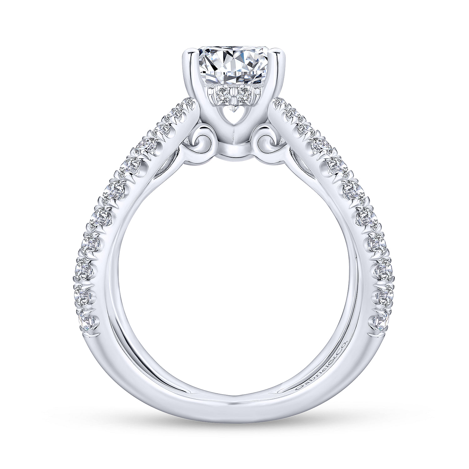 18k White Gold Diamond Split Shank Engagement Ring angle 2 18k White Gold Diamond Split Shank Engagement Ring angle 2