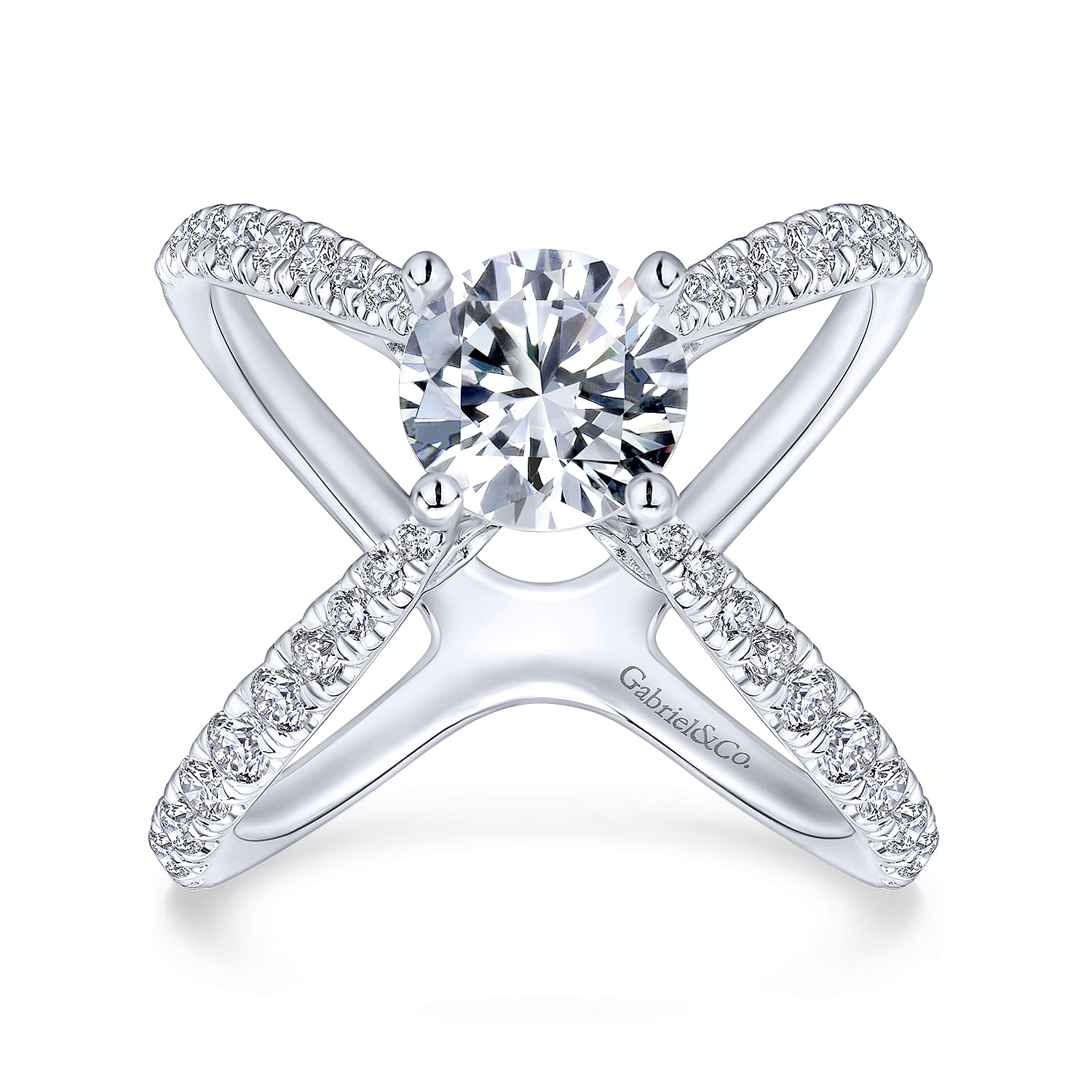 18k White Gold Diamond Split Shank Engagement Ring angle 5 18k White Gold Diamond Split Shank Engagement Ring angle 5