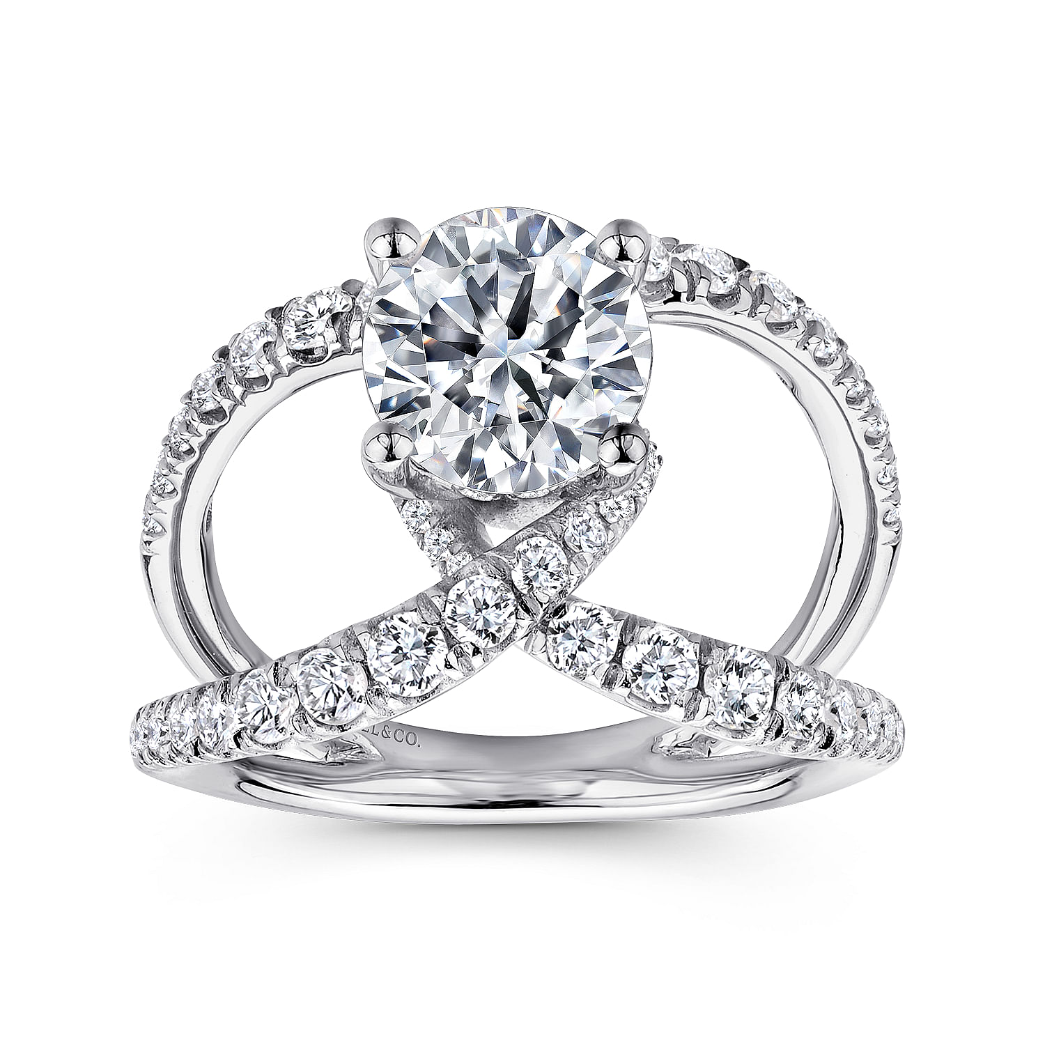 18k White Gold Diamond Split Shank Engagement Ring angle 5 18k White Gold Diamond Split Shank Engagement Ring angle 5