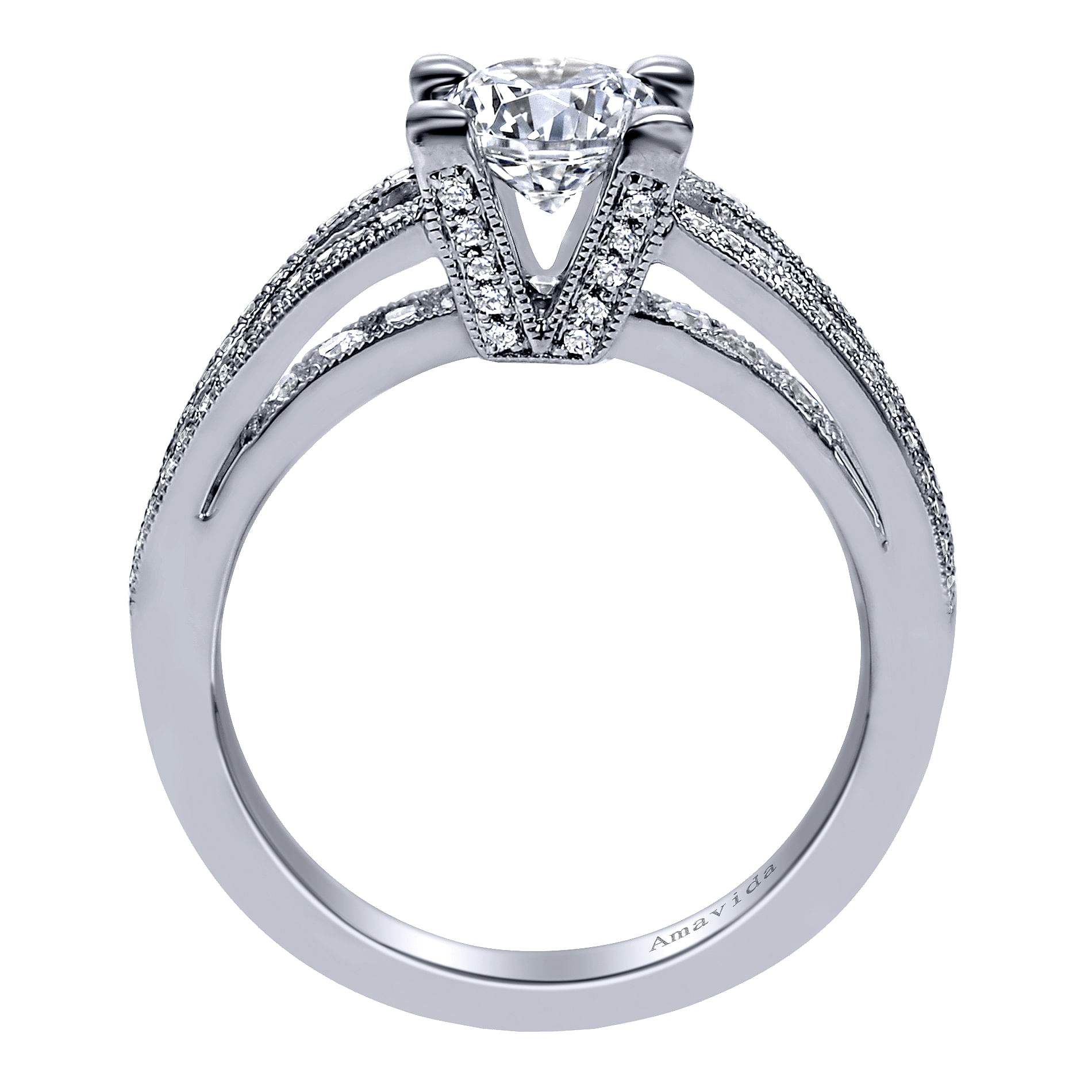 18k White Gold Diamond Split Shank Engagement Ring angle 2 18k White Gold Diamond Split Shank Engagement Ring angle 2
