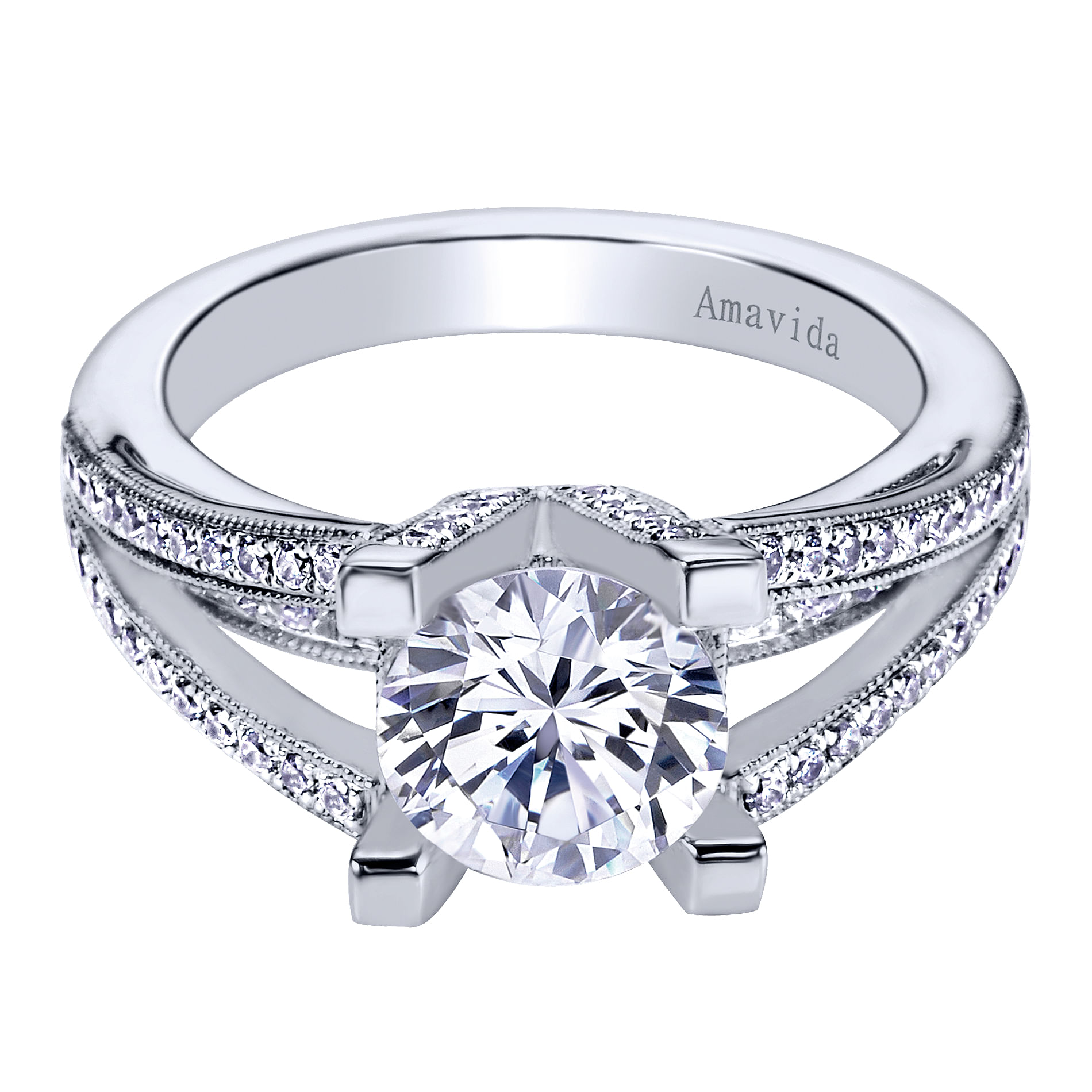18k White Gold Diamond Split Shank 18k White Gold Diamond Split Shank