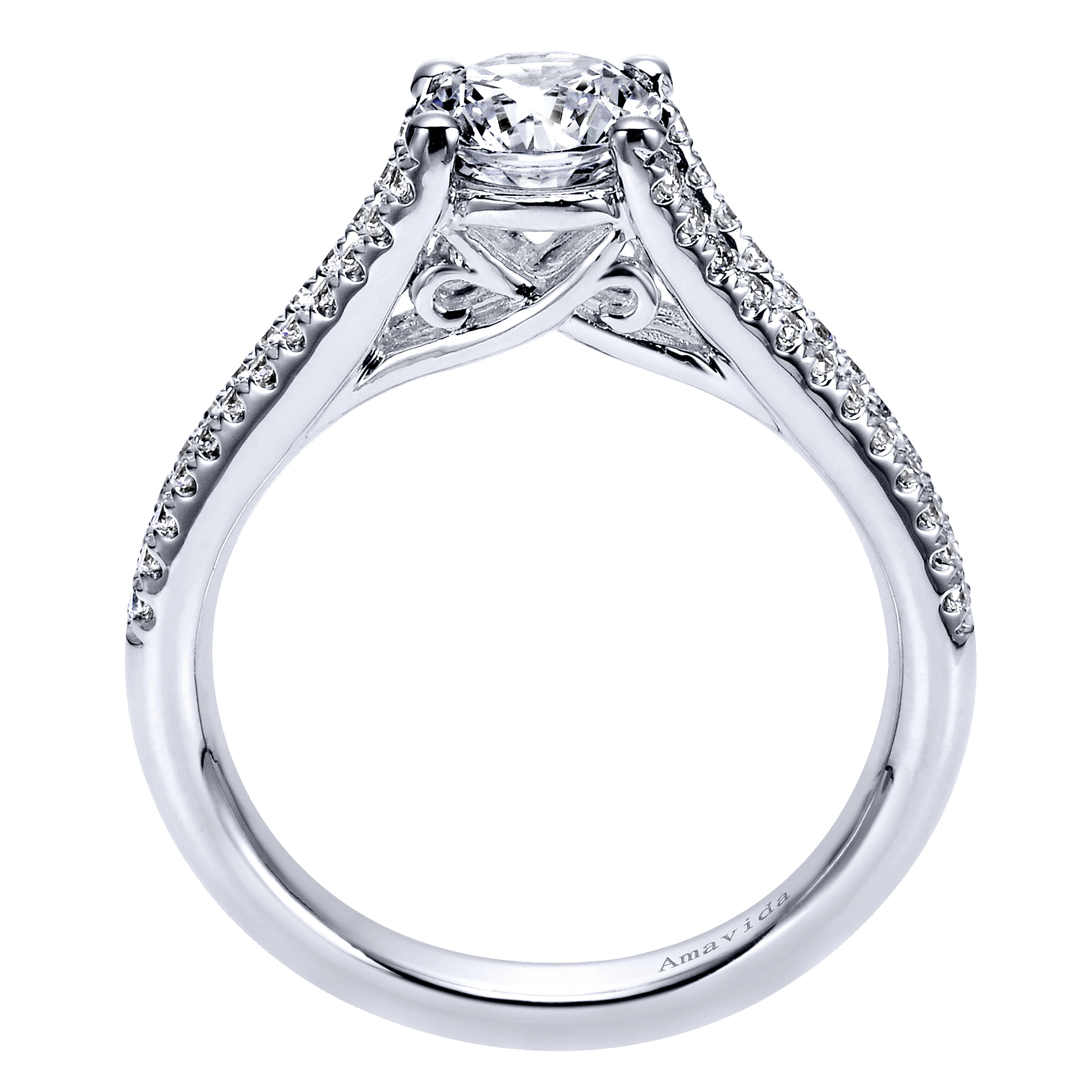 18k White Gold Diamond Split Shank Engagement Ring angle 2 18k White Gold Diamond Split Shank Engagement Ring angle 2