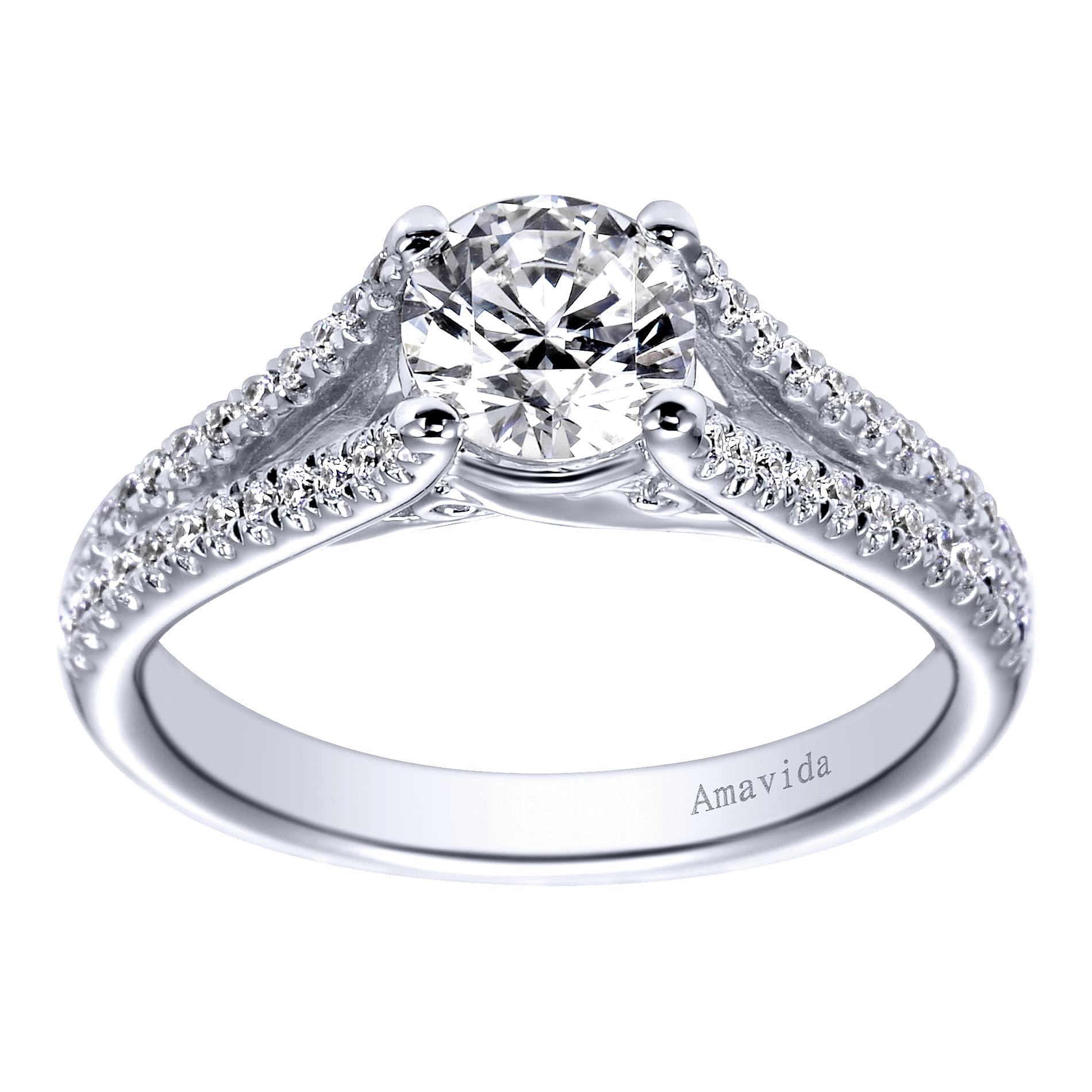 18k White Gold Diamond Split Shank Engagement Ring angle 5 18k White Gold Diamond Split Shank Engagement Ring angle 5