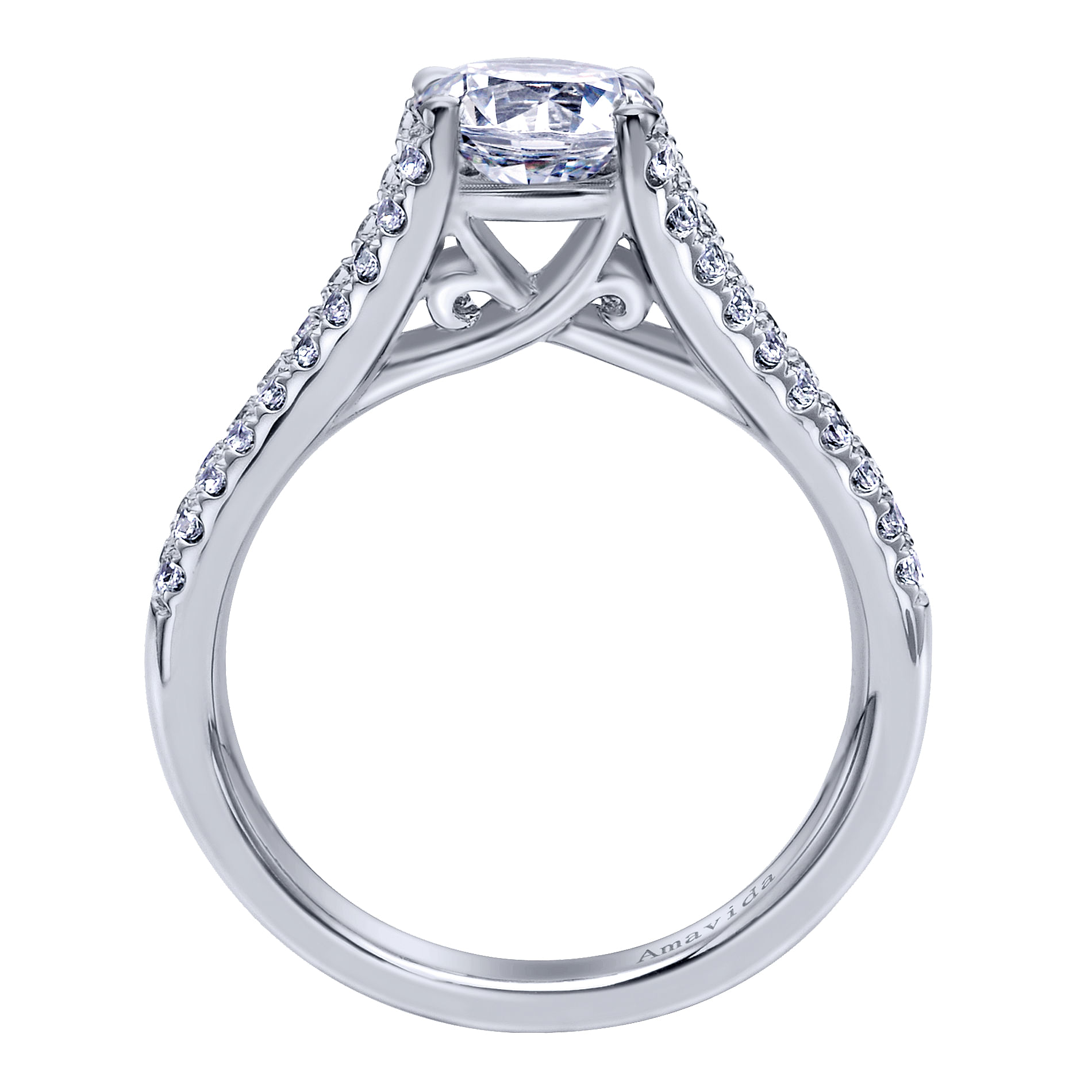 18k White Gold Diamond Split Shank Engagement Ring angle 2 18k White Gold Diamond Split Shank Engagement Ring angle 2