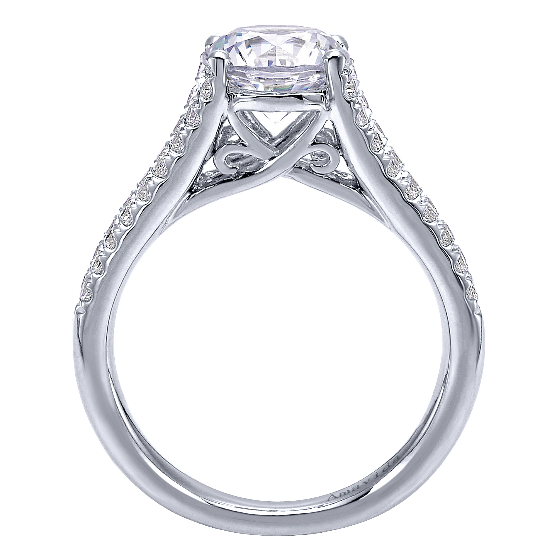 18k White Gold Diamond Split Shank Engagement Ring angle 2 18k White Gold Diamond Split Shank Engagement Ring angle 2
