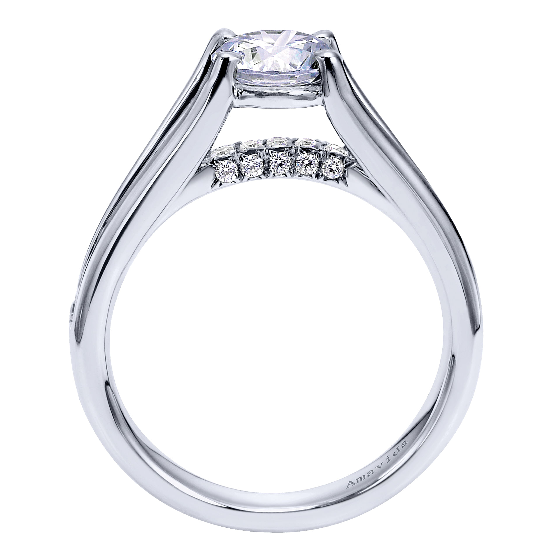18k White Gold Diamond Split Shank Engagement Ring angle 2 18k White Gold Diamond Split Shank Engagement Ring angle 2