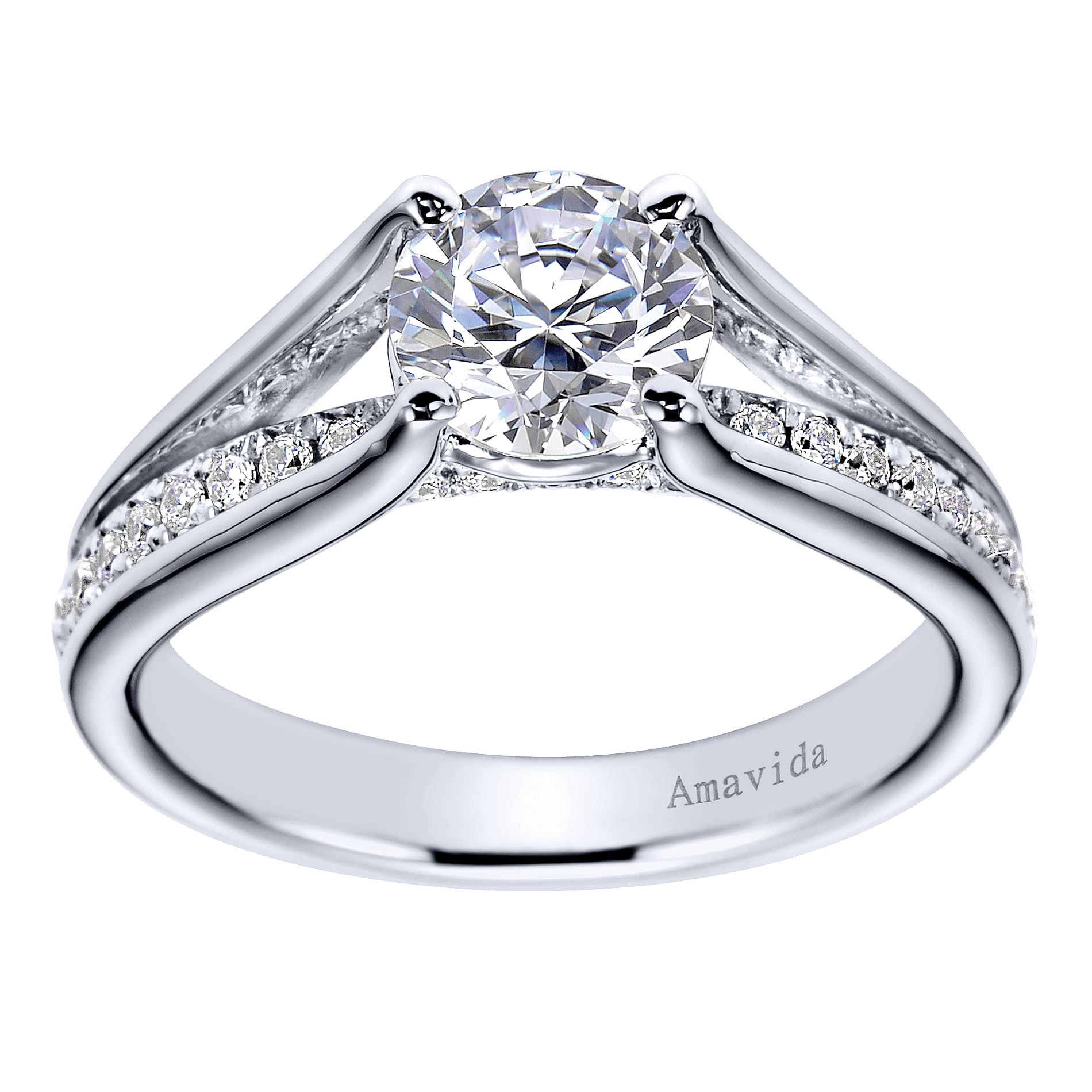 18k White Gold Diamond Split Shank Engagement Ring angle 5 18k White Gold Diamond Split Shank Engagement Ring angle 5