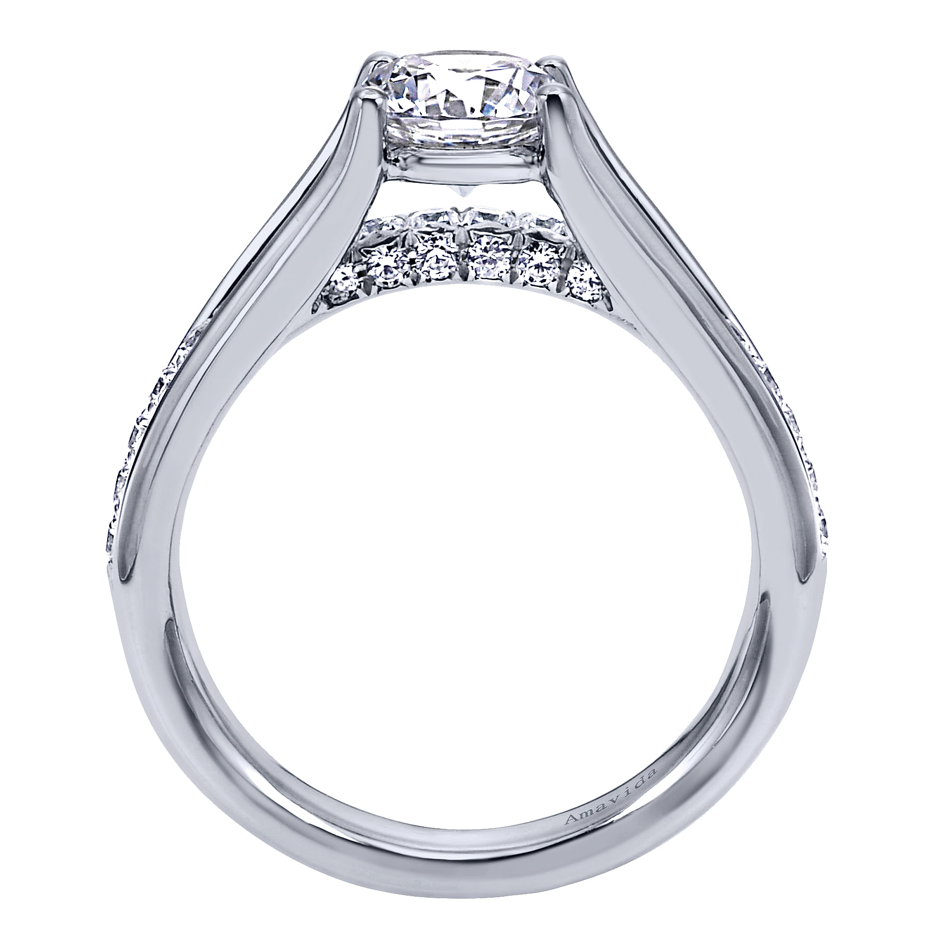 18k White Gold Diamond Split Shank Engagement Ring angle 2 18k White Gold Diamond Split Shank Engagement Ring angle 2
