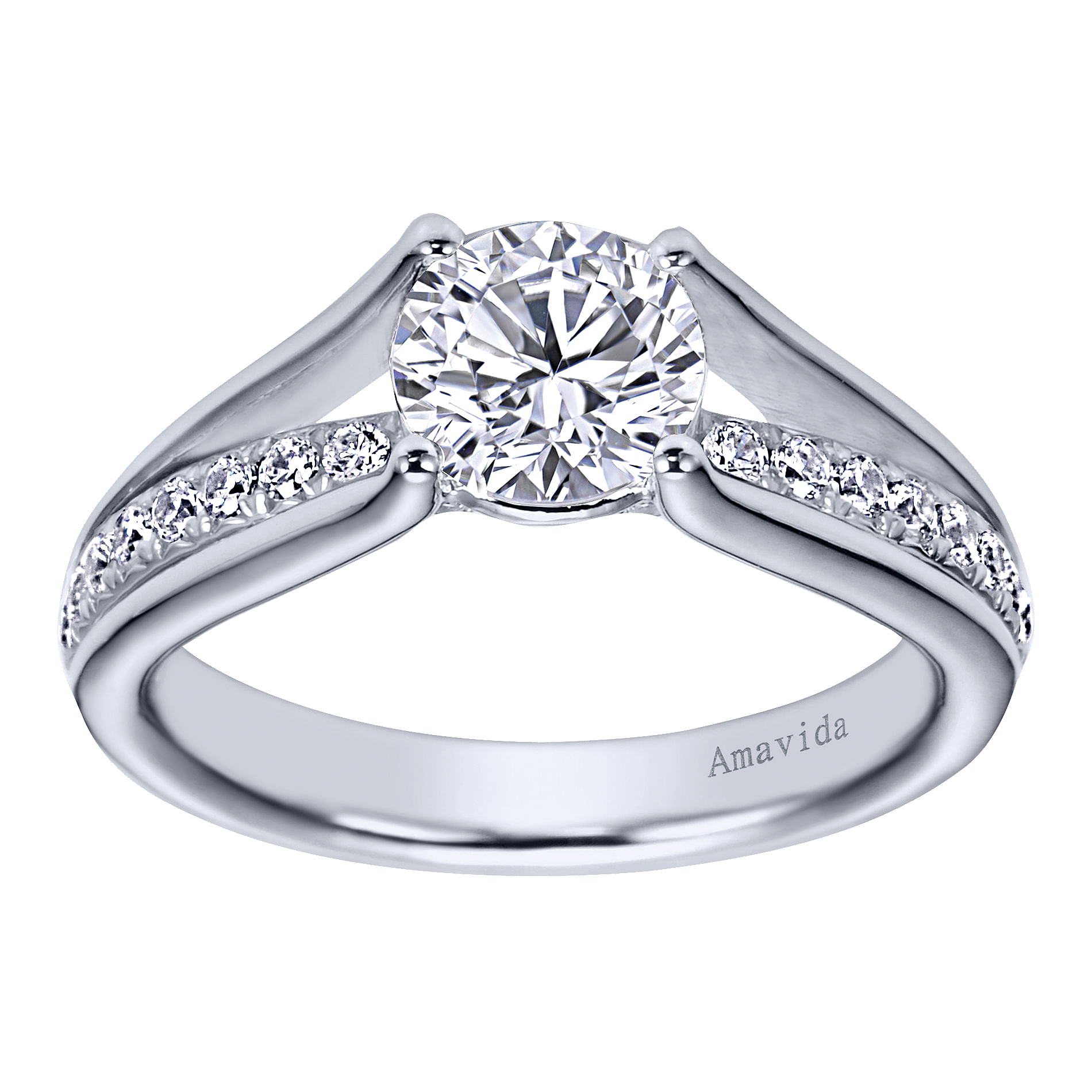 18k White Gold Diamond Split Shank Engagement Ring angle 5 18k White Gold Diamond Split Shank Engagement Ring angle 5
