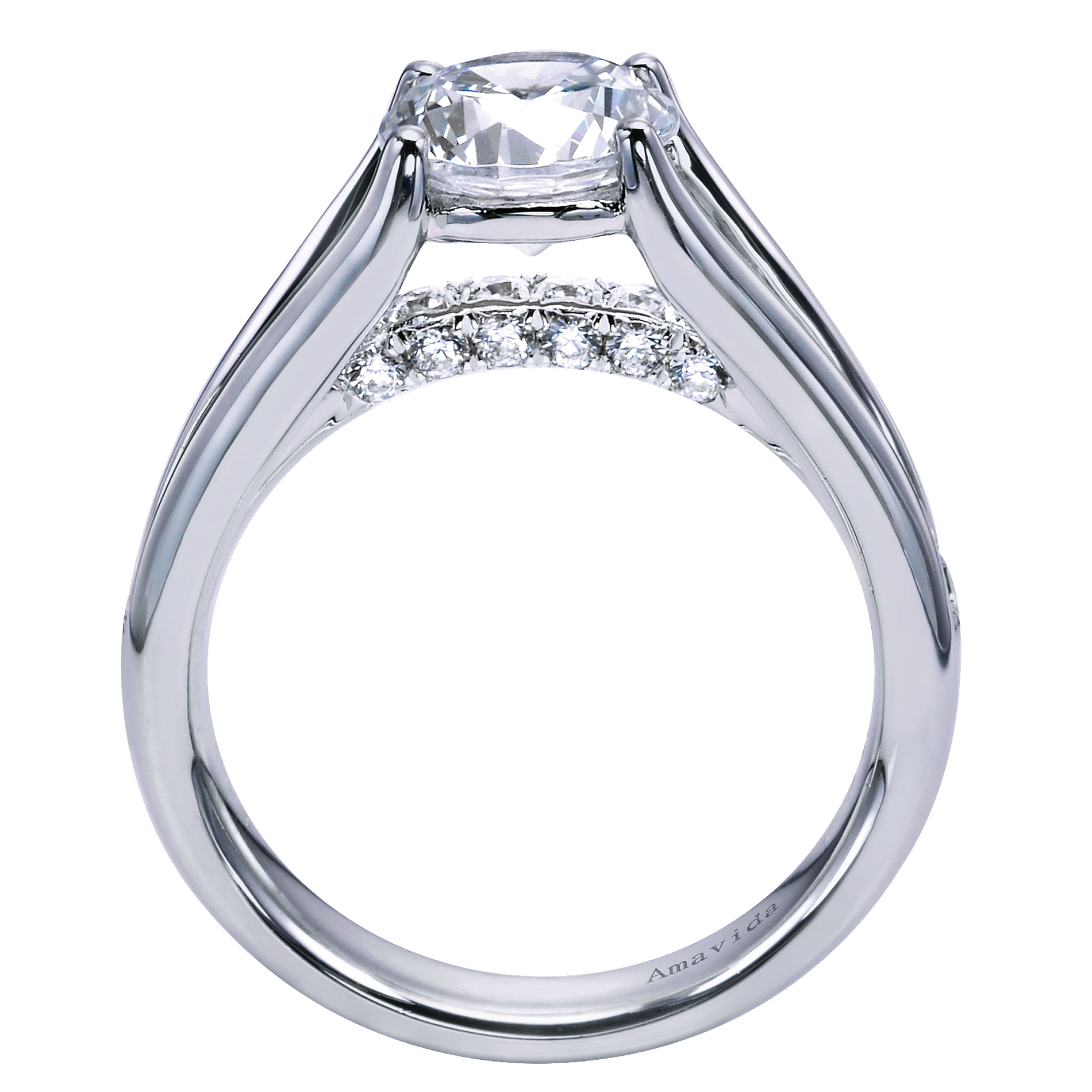 18k White Gold Diamond Split Shank Engagement Ring angle 2 18k White Gold Diamond Split Shank Engagement Ring angle 2