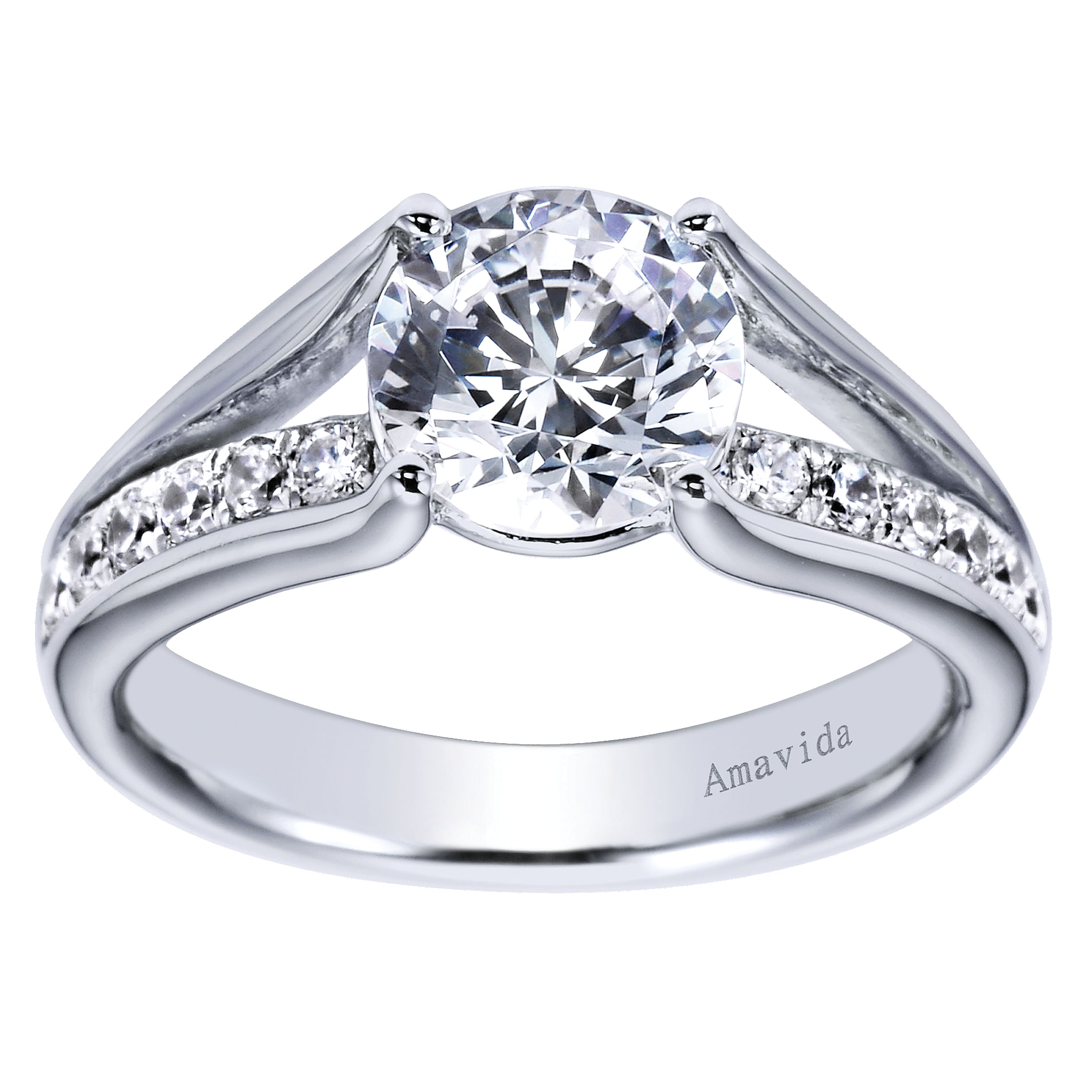 18k White Gold Diamond Split Shank Engagement Ring angle 5 18k White Gold Diamond Split Shank Engagement Ring angle 5