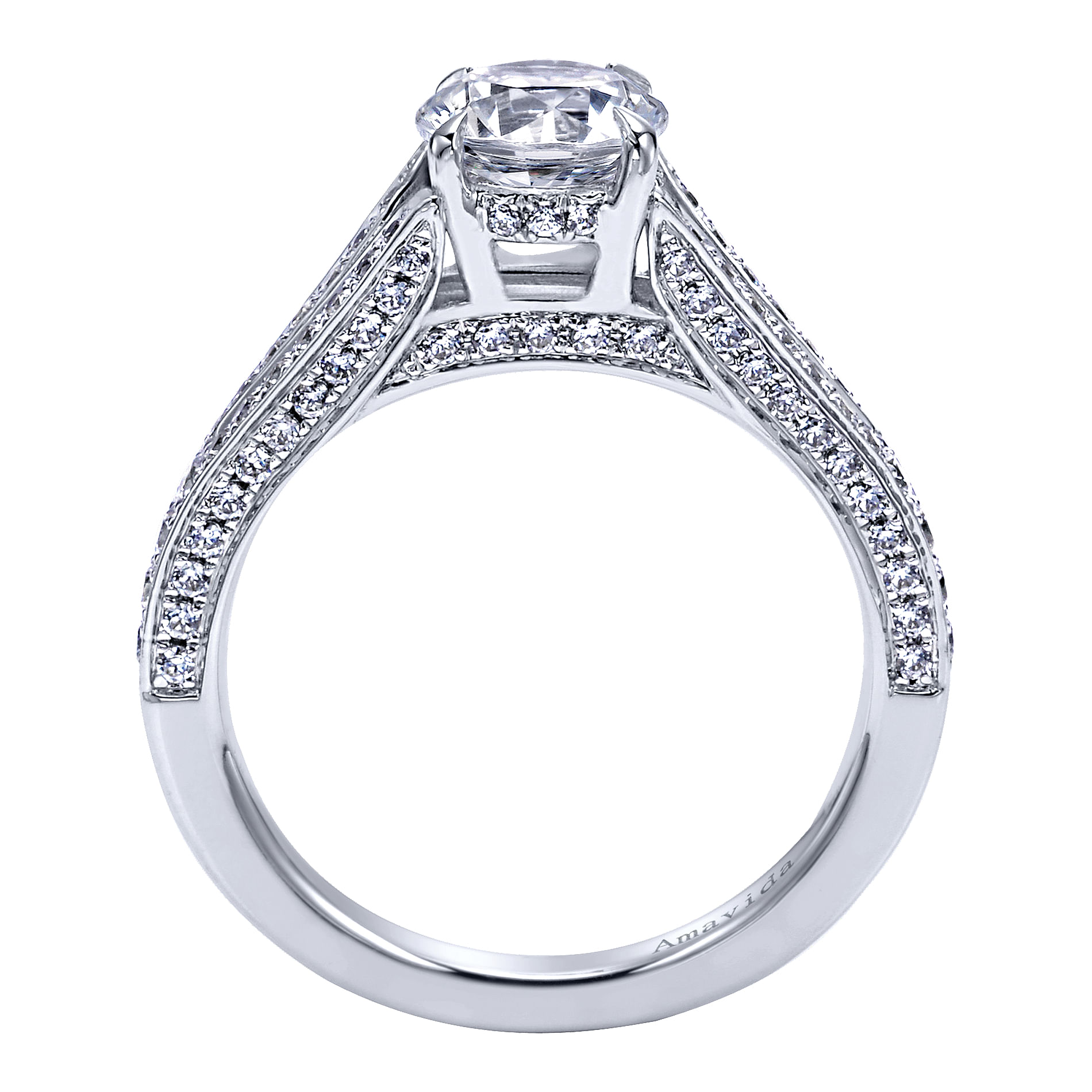 18k White Gold Diamond Split Shank Engagement Ring angle 2 18k White Gold Diamond Split Shank Engagement Ring angle 2