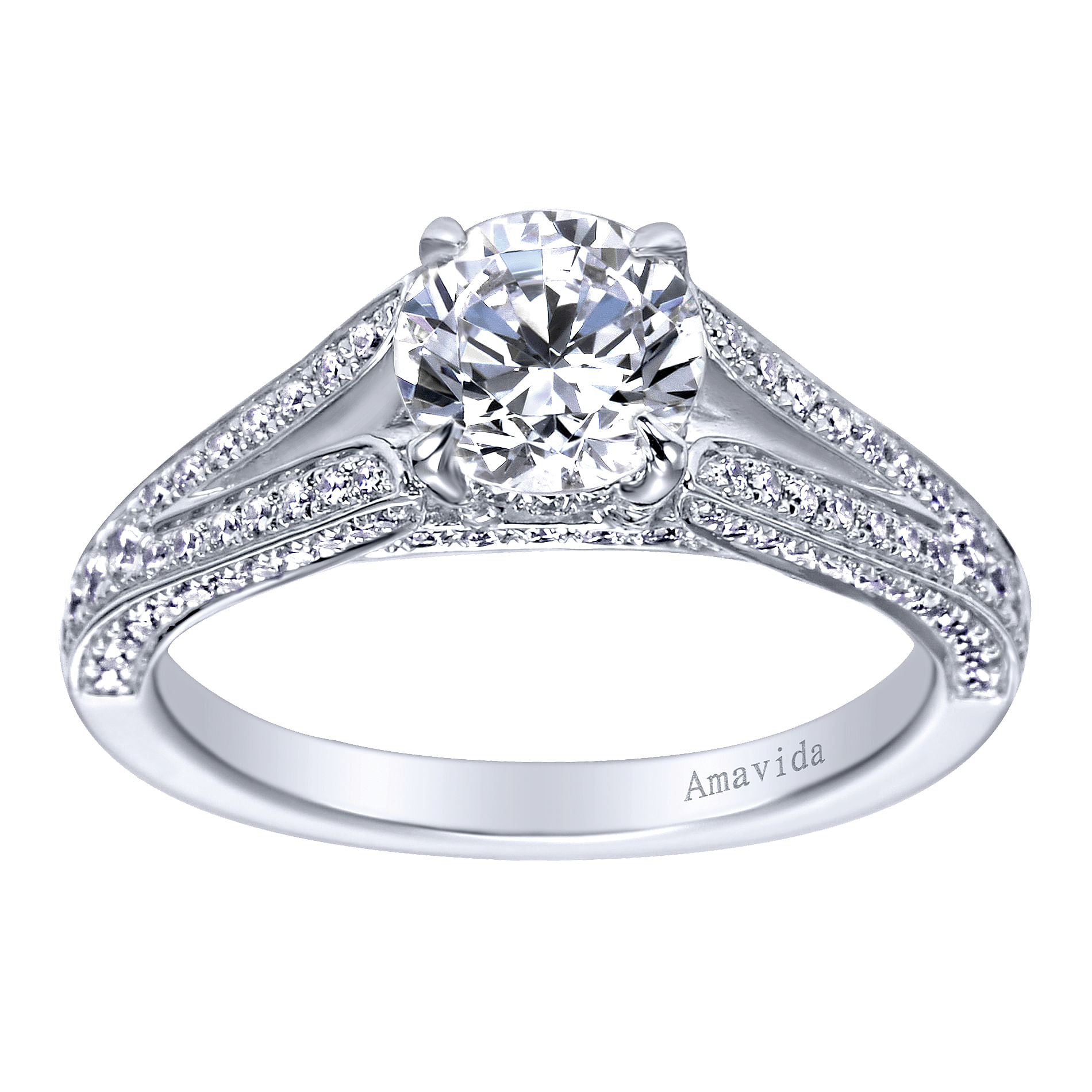 18k White Gold Diamond Split Shank Engagement Ring angle 5 18k White Gold Diamond Split Shank Engagement Ring angle 5