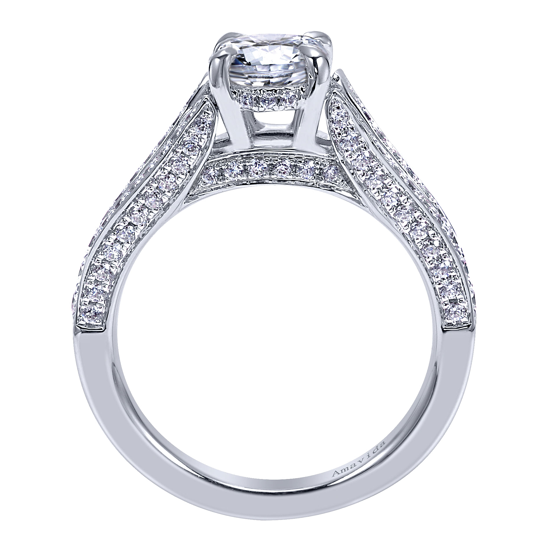 18k White Gold Diamond Split Shank Engagement Ring angle 2 18k White Gold Diamond Split Shank Engagement Ring angle 2