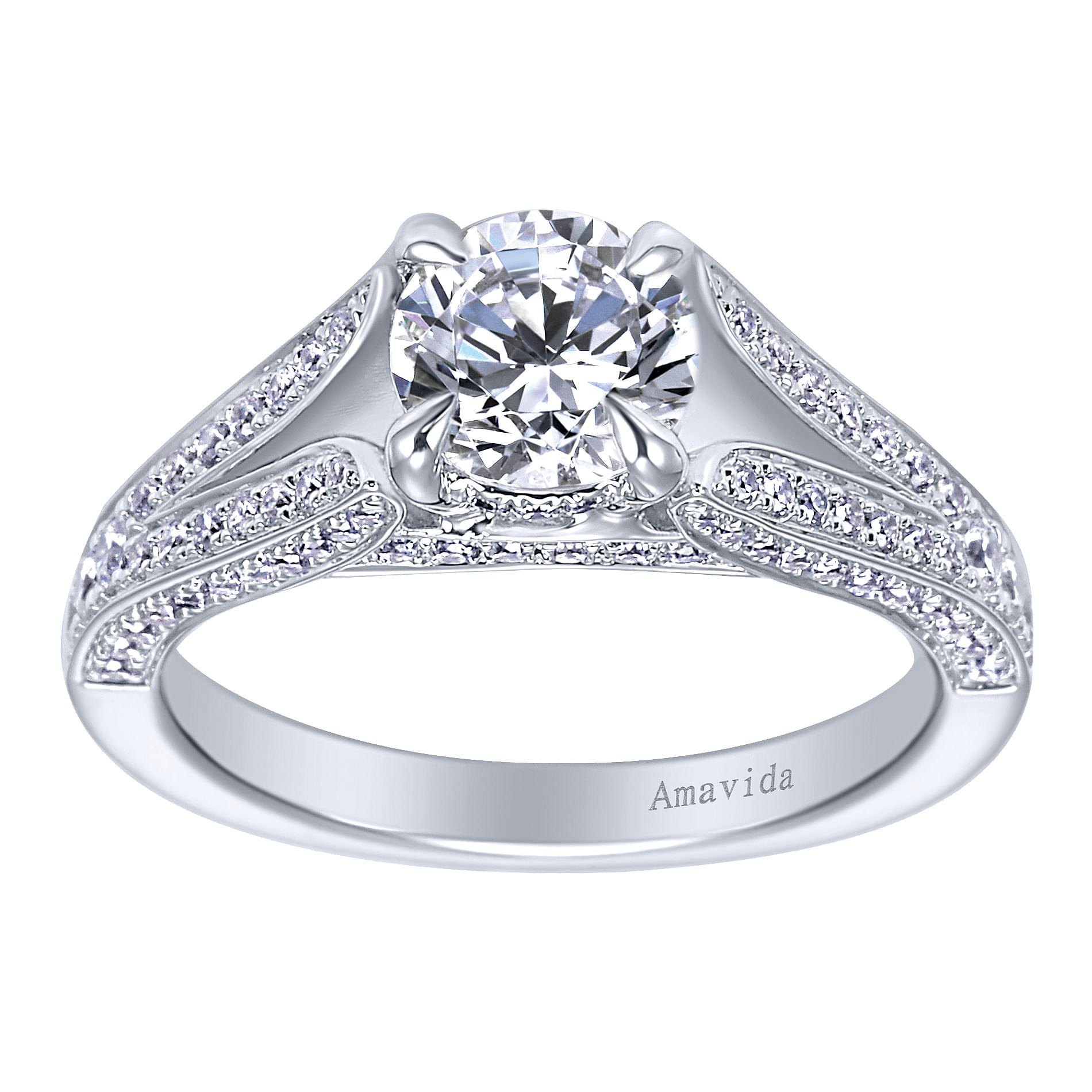 18k White Gold Diamond Split Shank Engagement Ring angle 5 18k White Gold Diamond Split Shank Engagement Ring angle 5
