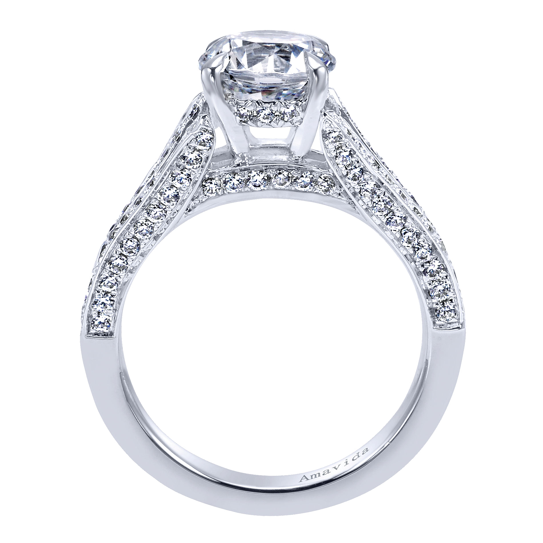 18k White Gold Diamond Split Shank Engagement Ring angle 2 18k White Gold Diamond Split Shank Engagement Ring angle 2