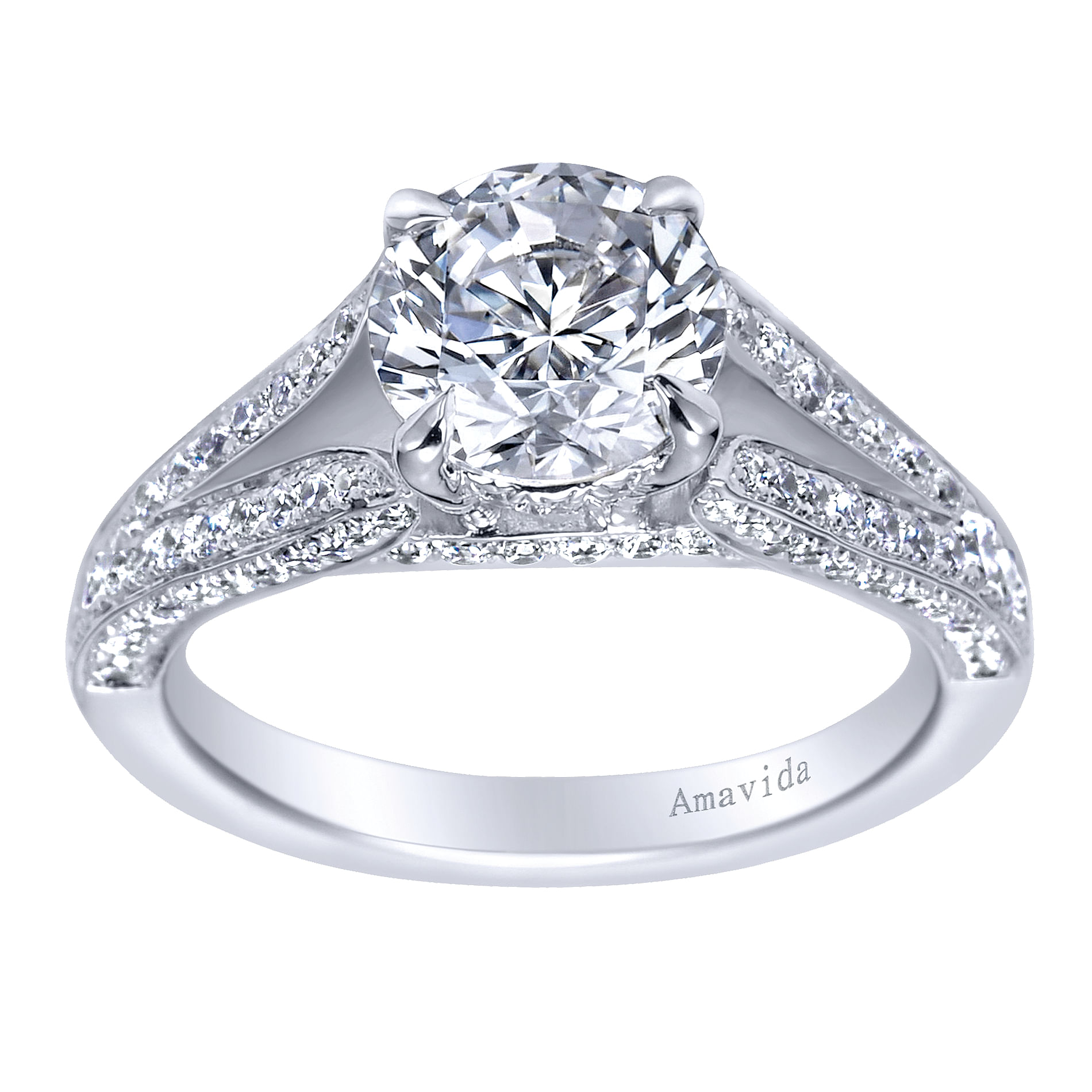 18k White Gold Diamond Split Shank Engagement Ring angle 5 18k White Gold Diamond Split Shank Engagement Ring angle 5