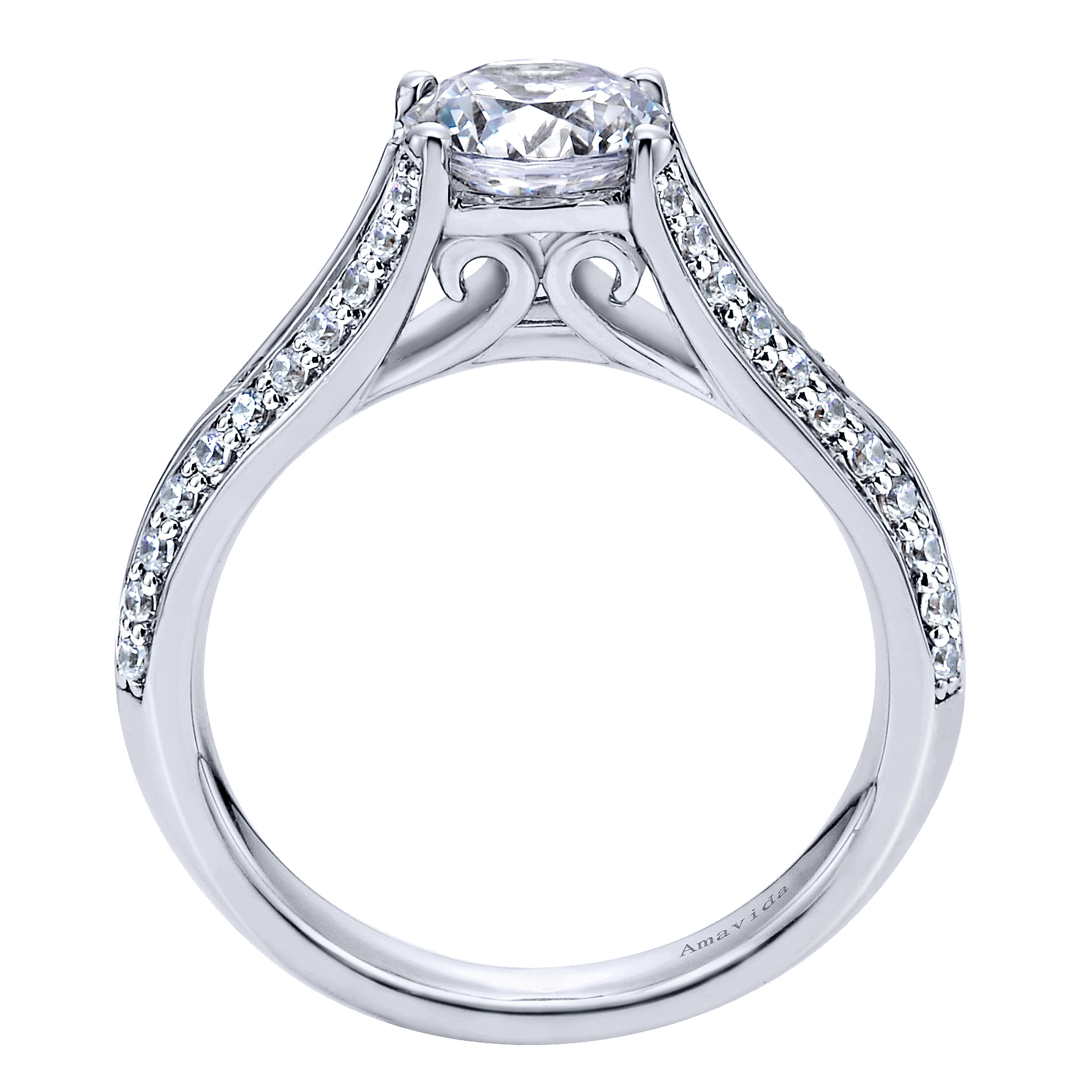 18k White Gold Diamond Split Shank Engagement Ring angle 2 18k White Gold Diamond Split Shank Engagement Ring angle 2