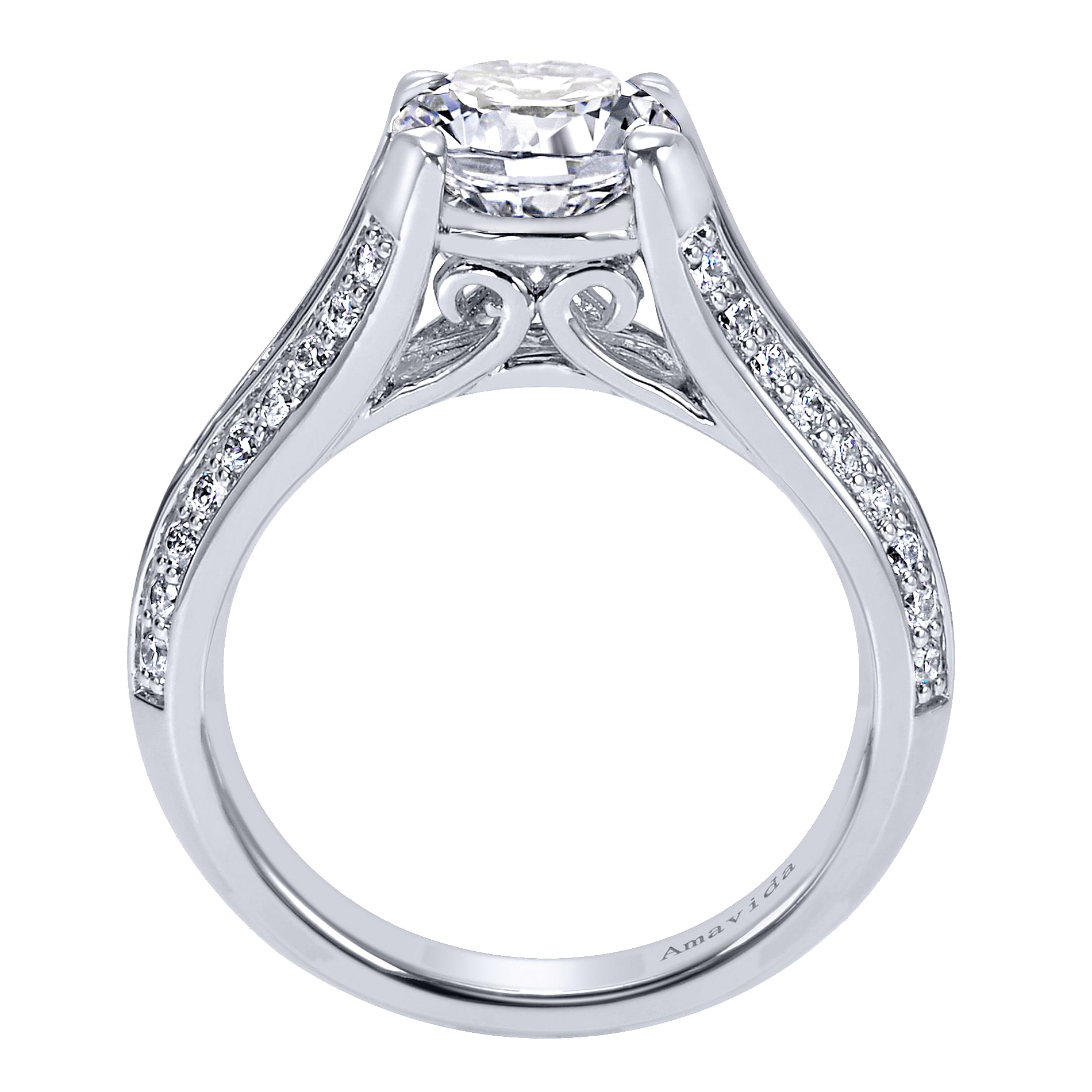 18k White Gold Diamond Split Shank Engagement Ring angle 2 18k White Gold Diamond Split Shank Engagement Ring angle 2