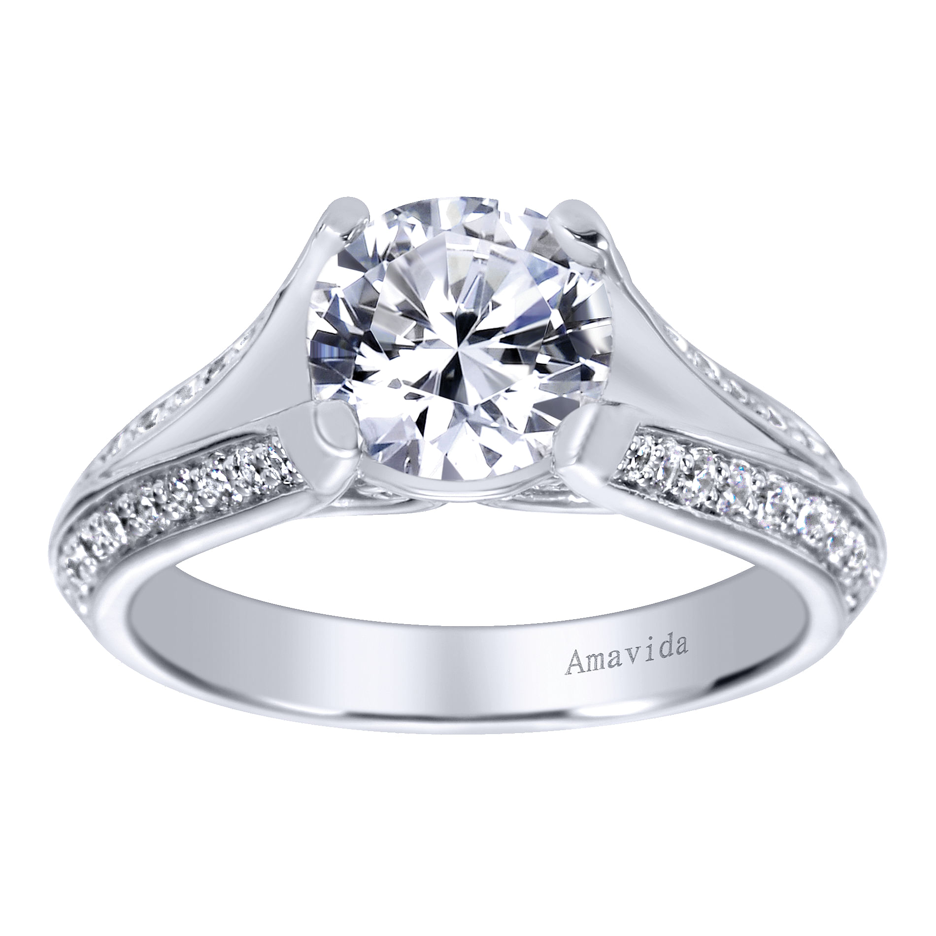 18k White Gold Diamond Split Shank Engagement Ring angle 5 18k White Gold Diamond Split Shank Engagement Ring angle 5