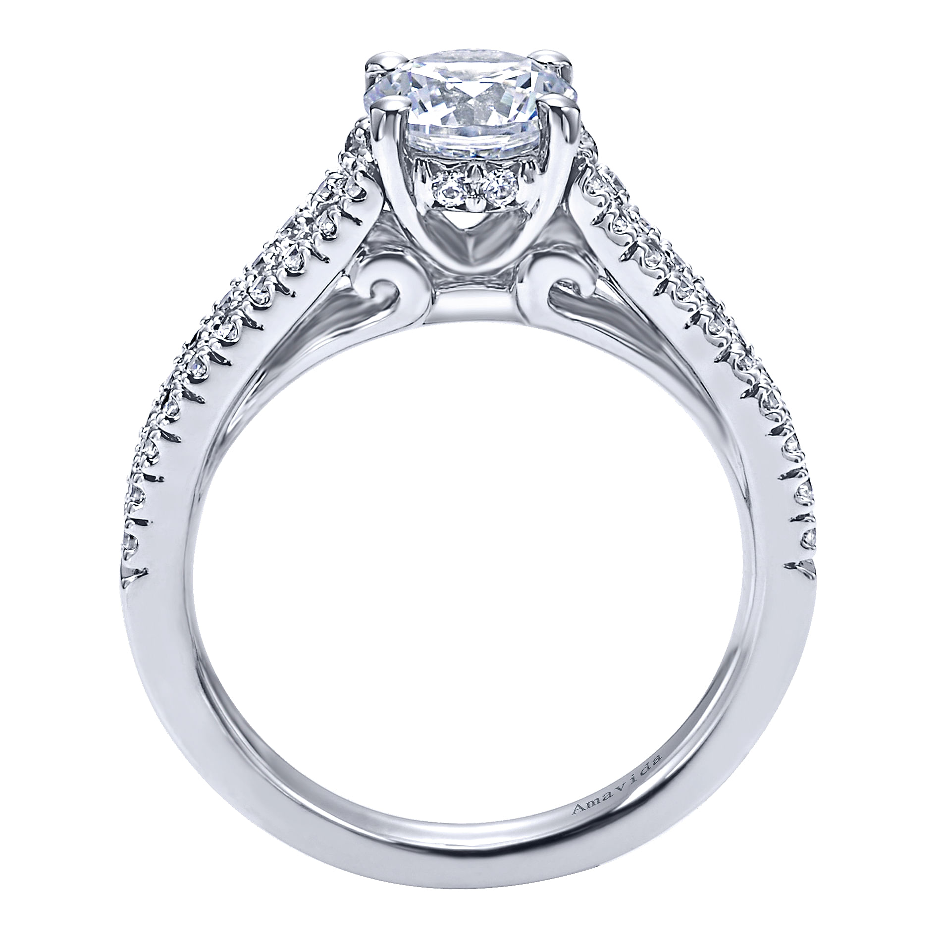 18k White Gold Diamond Split Shank Engagement Ring angle 2 18k White Gold Diamond Split Shank Engagement Ring angle 2