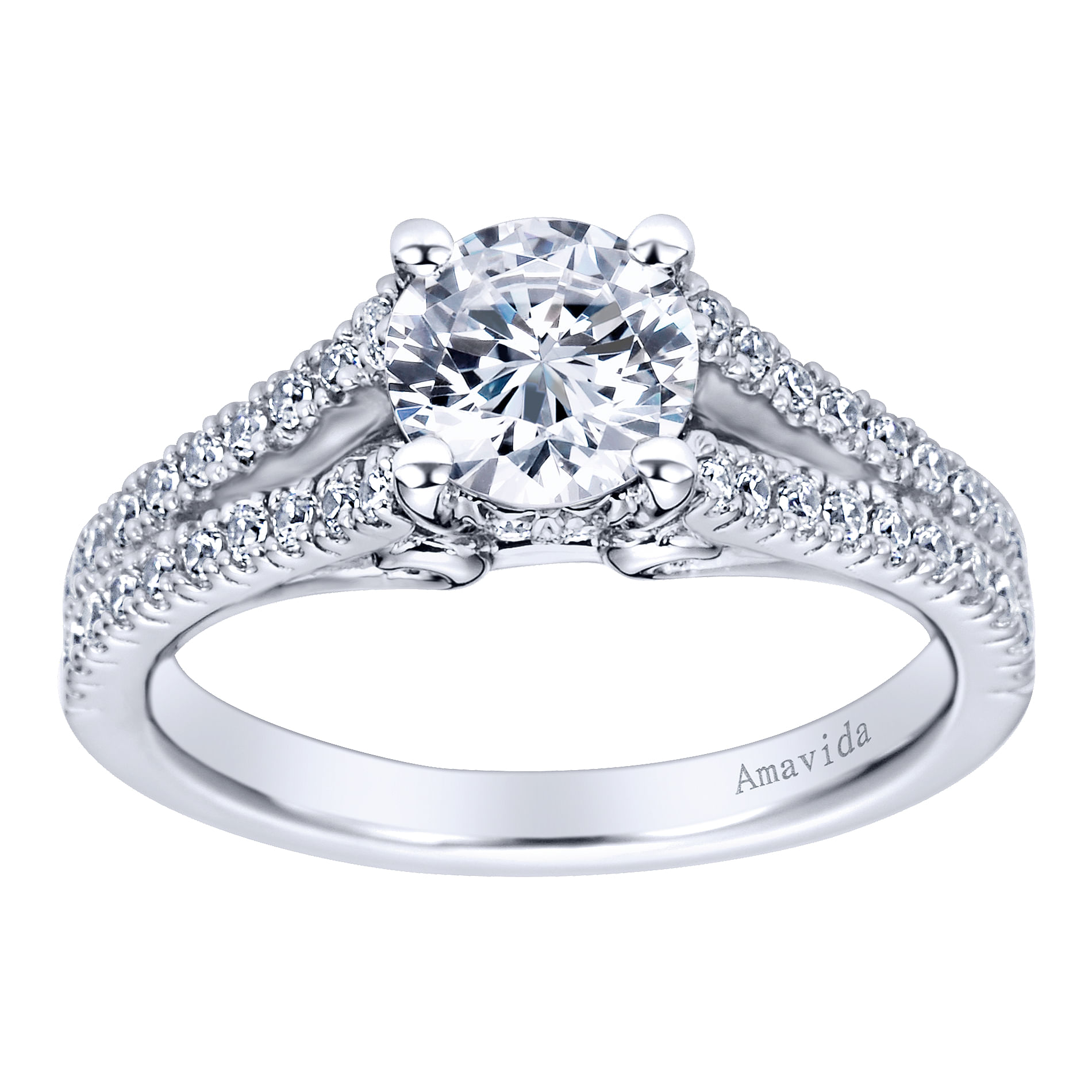 18k White Gold Diamond Split Shank Engagement Ring angle 5 18k White Gold Diamond Split Shank Engagement Ring angle 5