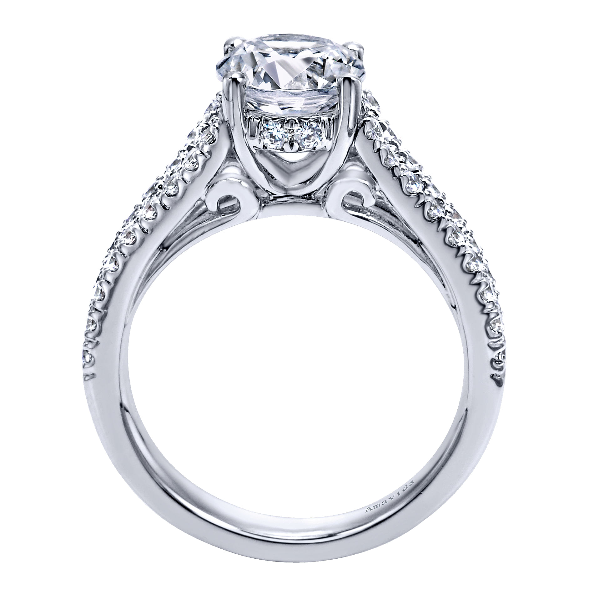 18k White Gold Diamond Split Shank Engagement Ring angle 2 18k White Gold Diamond Split Shank Engagement Ring angle 2