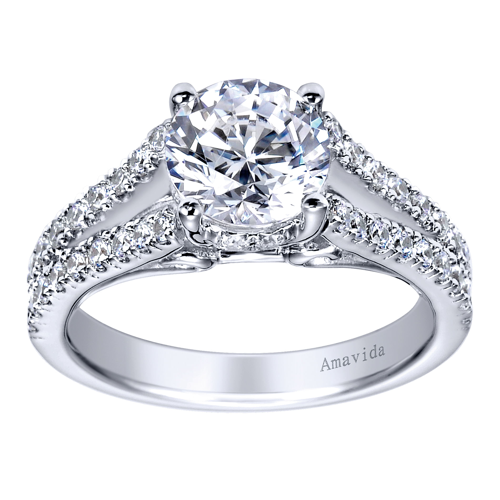 18k White Gold Diamond Split Shank Engagement Ring angle 5 18k White Gold Diamond Split Shank Engagement Ring angle 5