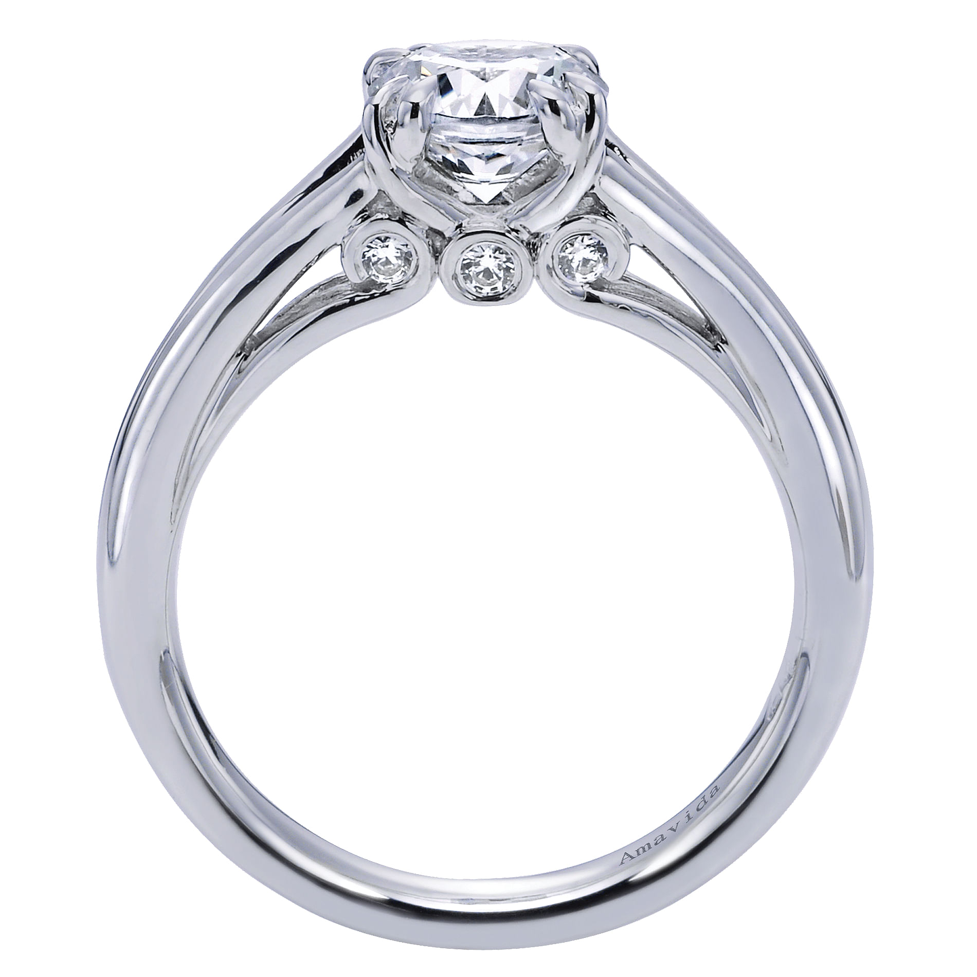 18k White Gold Diamond Split Shank Engagement Ring angle 2 18k White Gold Diamond Split Shank Engagement Ring angle 2