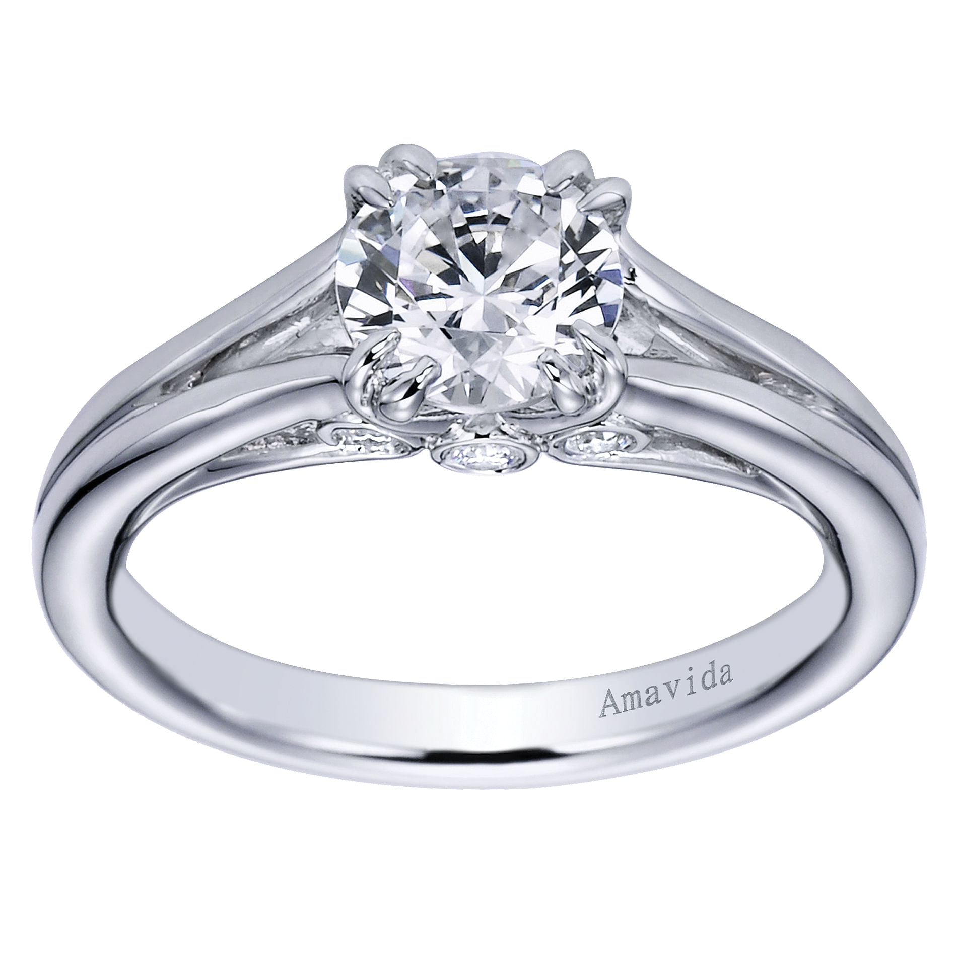 18k White Gold Diamond Split Shank Engagement Ring angle 5 18k White Gold Diamond Split Shank Engagement Ring angle 5
