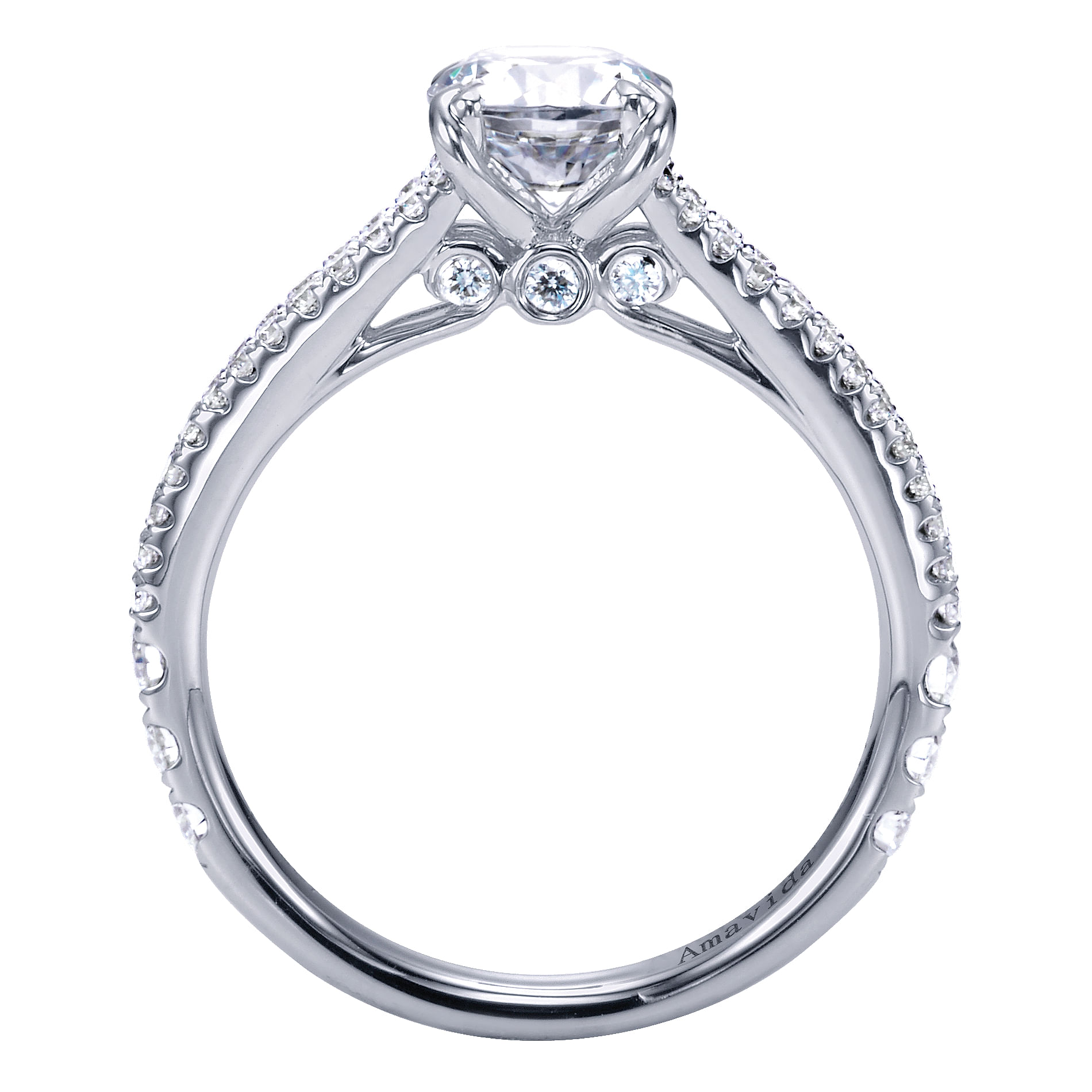 18k White Gold Diamond Split Shank Engagement Ring angle 2 18k White Gold Diamond Split Shank Engagement Ring angle 2