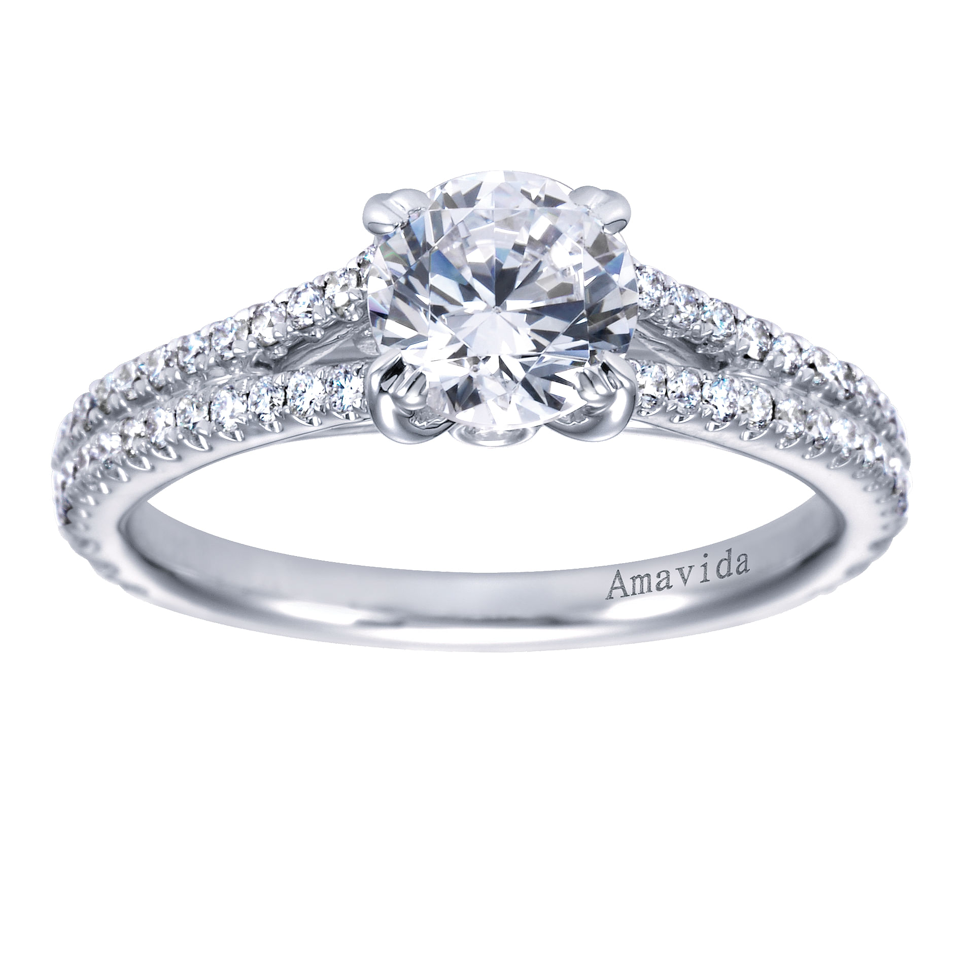 18k White Gold Diamond Split Shank Engagement Ring angle 5 18k White Gold Diamond Split Shank Engagement Ring angle 5