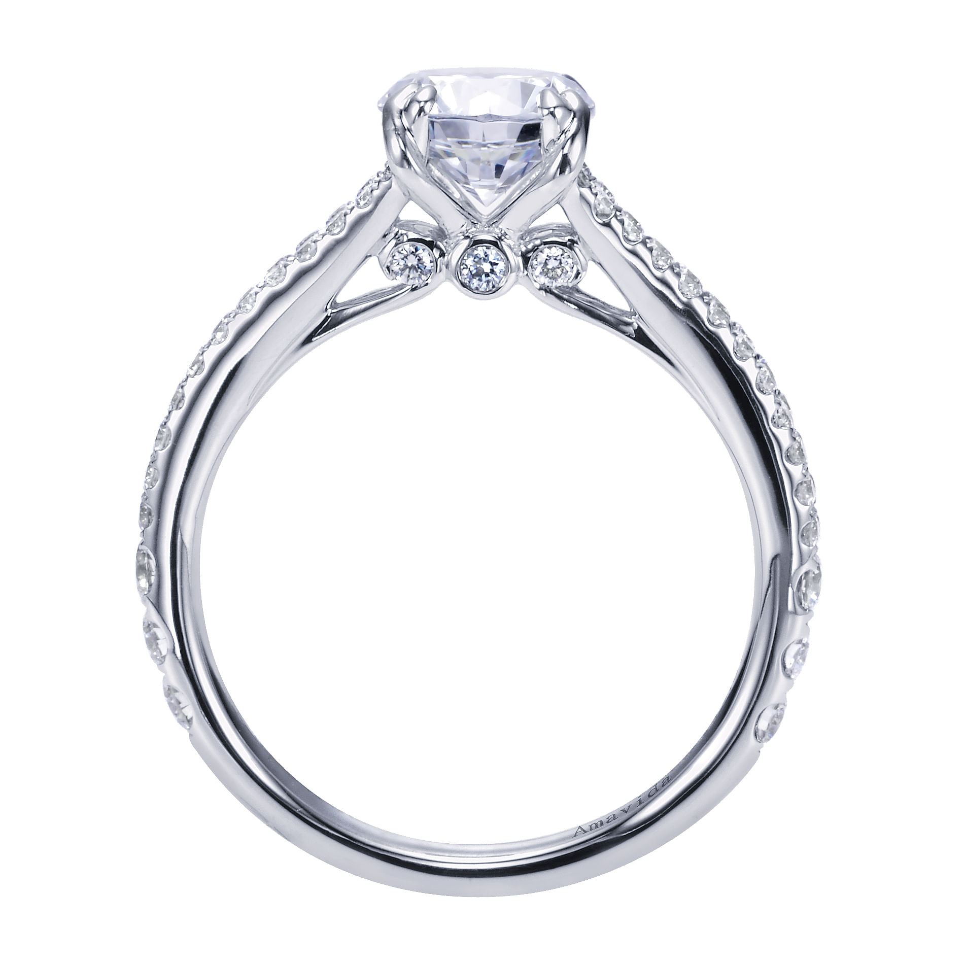 18k White Gold Diamond Split Shank Engagement Ring angle 2 18k White Gold Diamond Split Shank Engagement Ring angle 2
