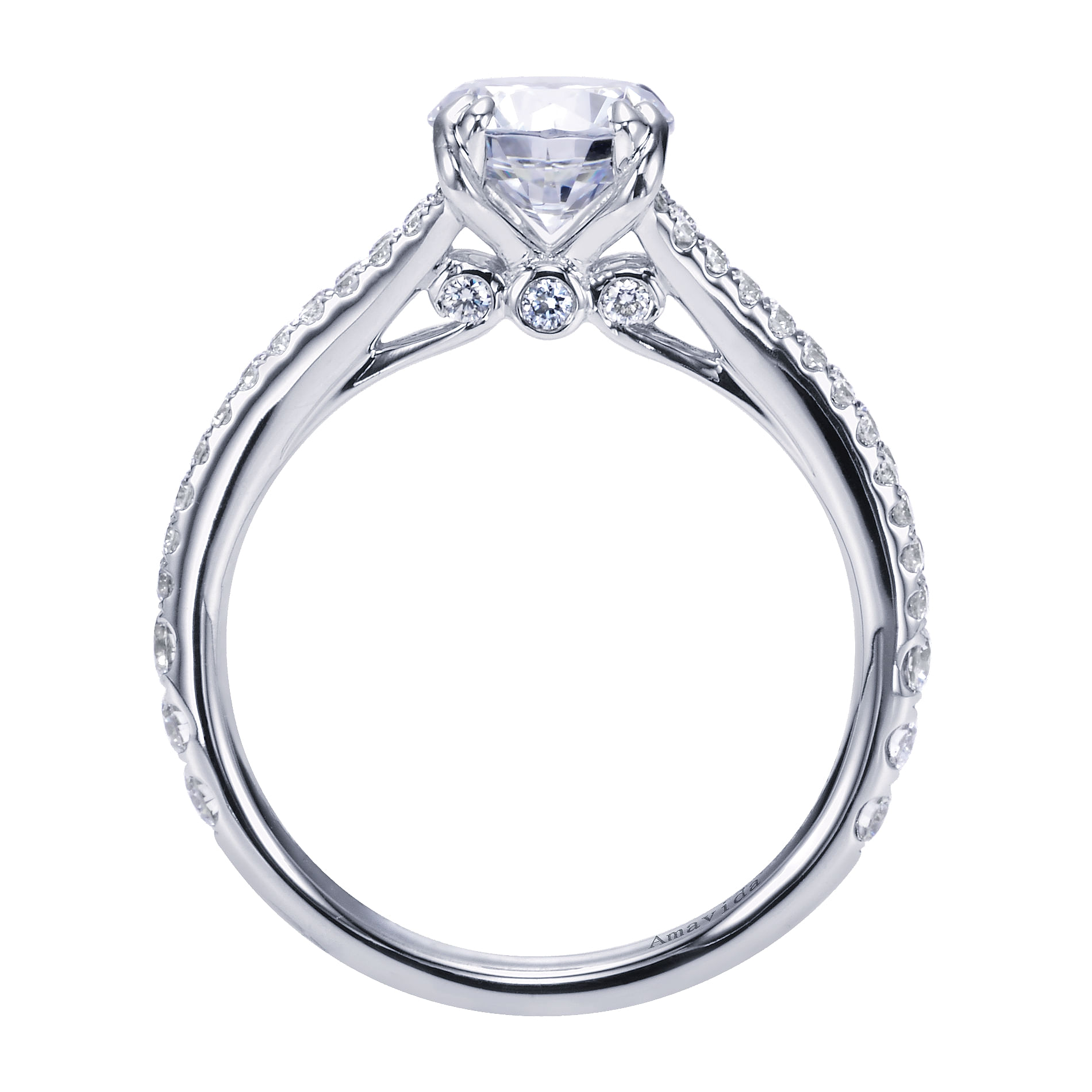18k White Gold Diamond Split Shank Engagement Ring angle 2 18k White Gold Diamond Split Shank Engagement Ring angle 2