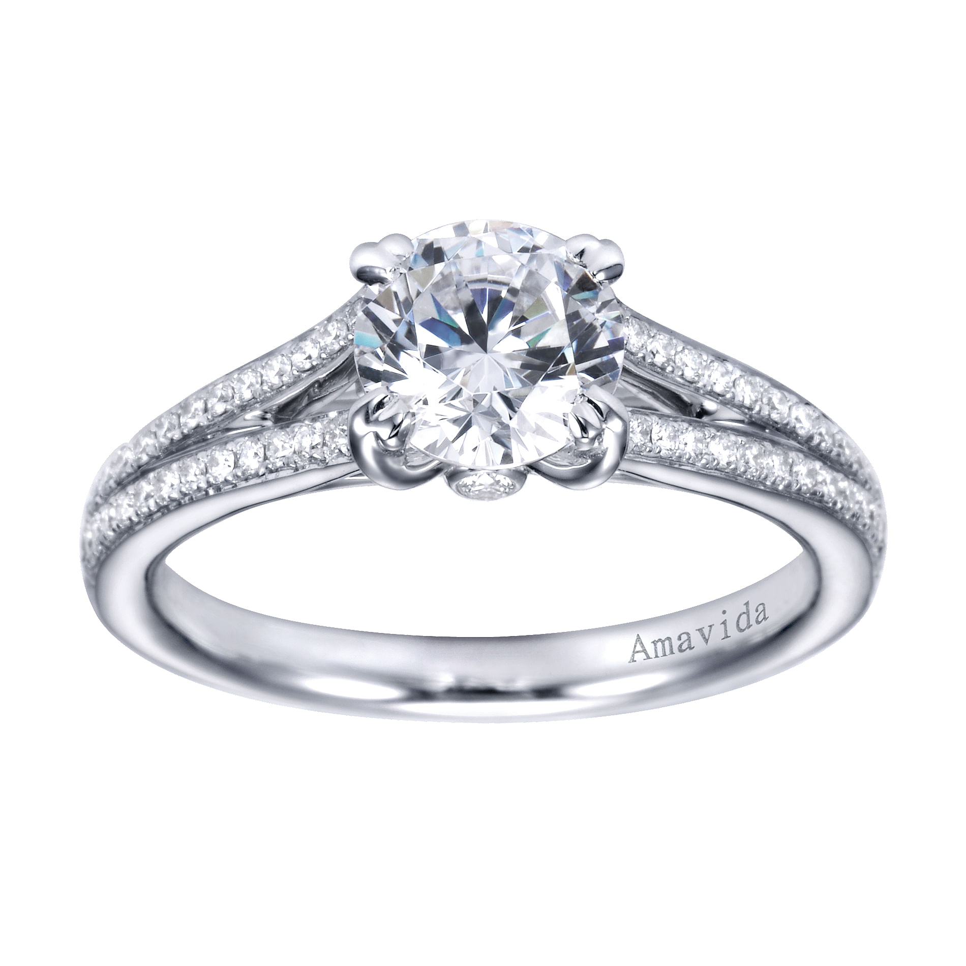 18k White Gold Diamond Split Shank Engagement Ring angle 5 18k White Gold Diamond Split Shank Engagement Ring angle 5
