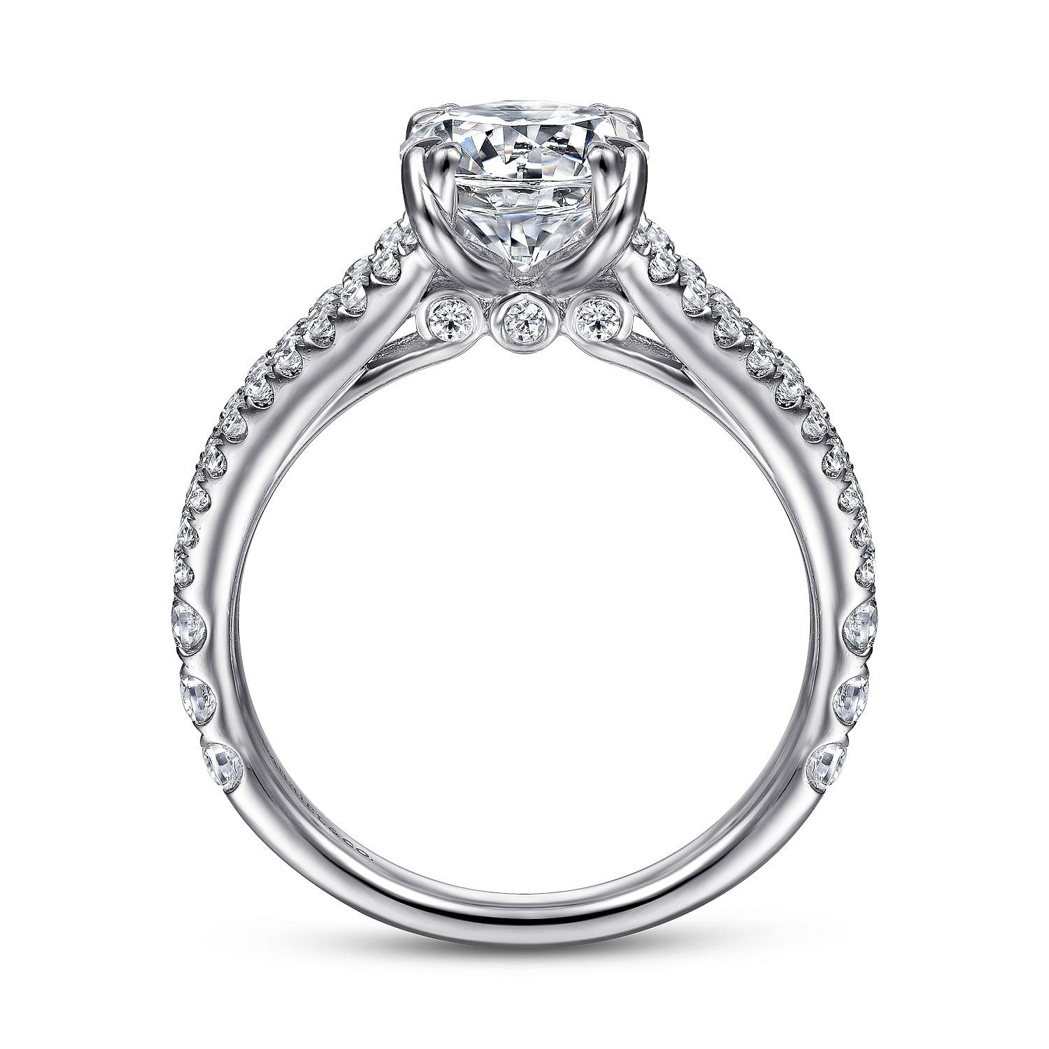 18k White Gold Diamond Split Shank Engagement Ring angle 2 18k White Gold Diamond Split Shank Engagement Ring angle 2
