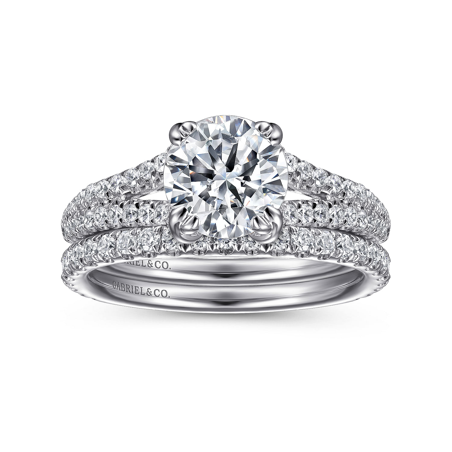 18k White Gold Diamond Split Shank Engagement Ring angle 4 18k White Gold Diamond Split Shank Engagement Ring angle 4